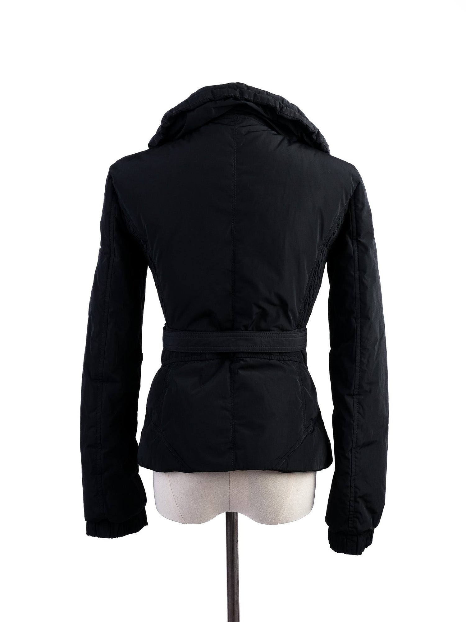 Excellent Armani Jeans Black Puffy Jacket Size S with Belt