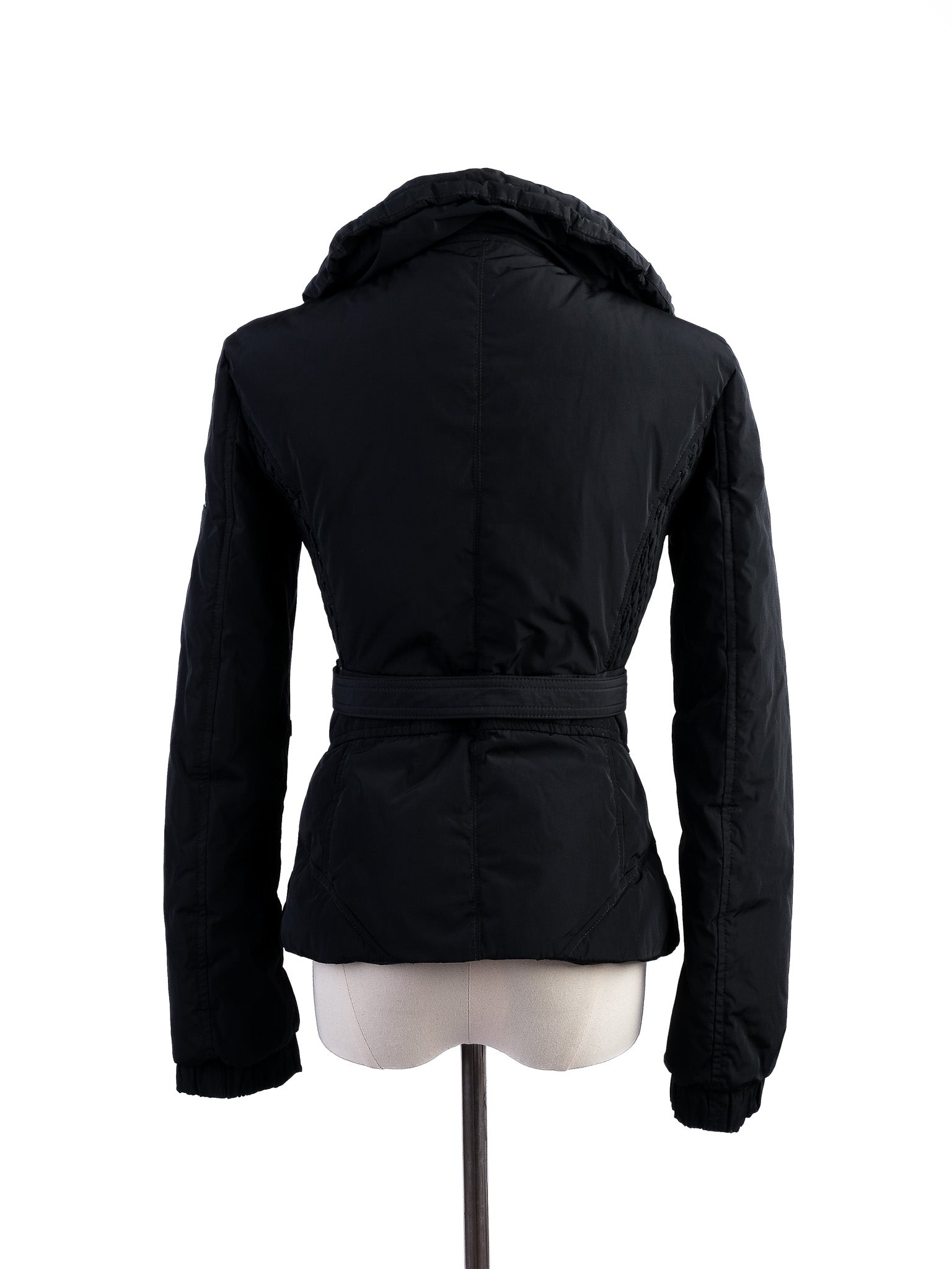 Excellent Armani Jeans Black Puffy Jacket Size S with Belt