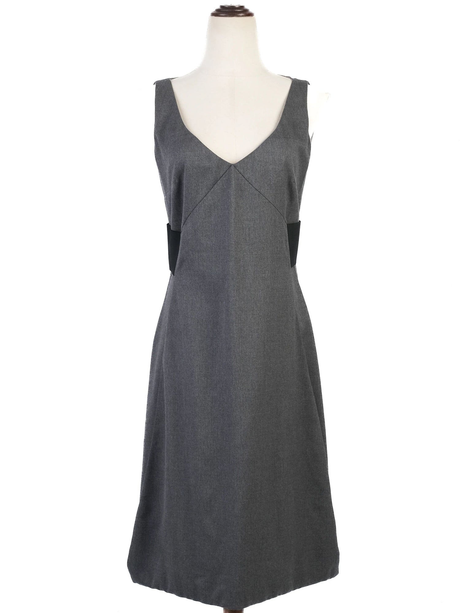 Excellent Ferre Gray Wool Sleeveless Dress Size M with Black Panels