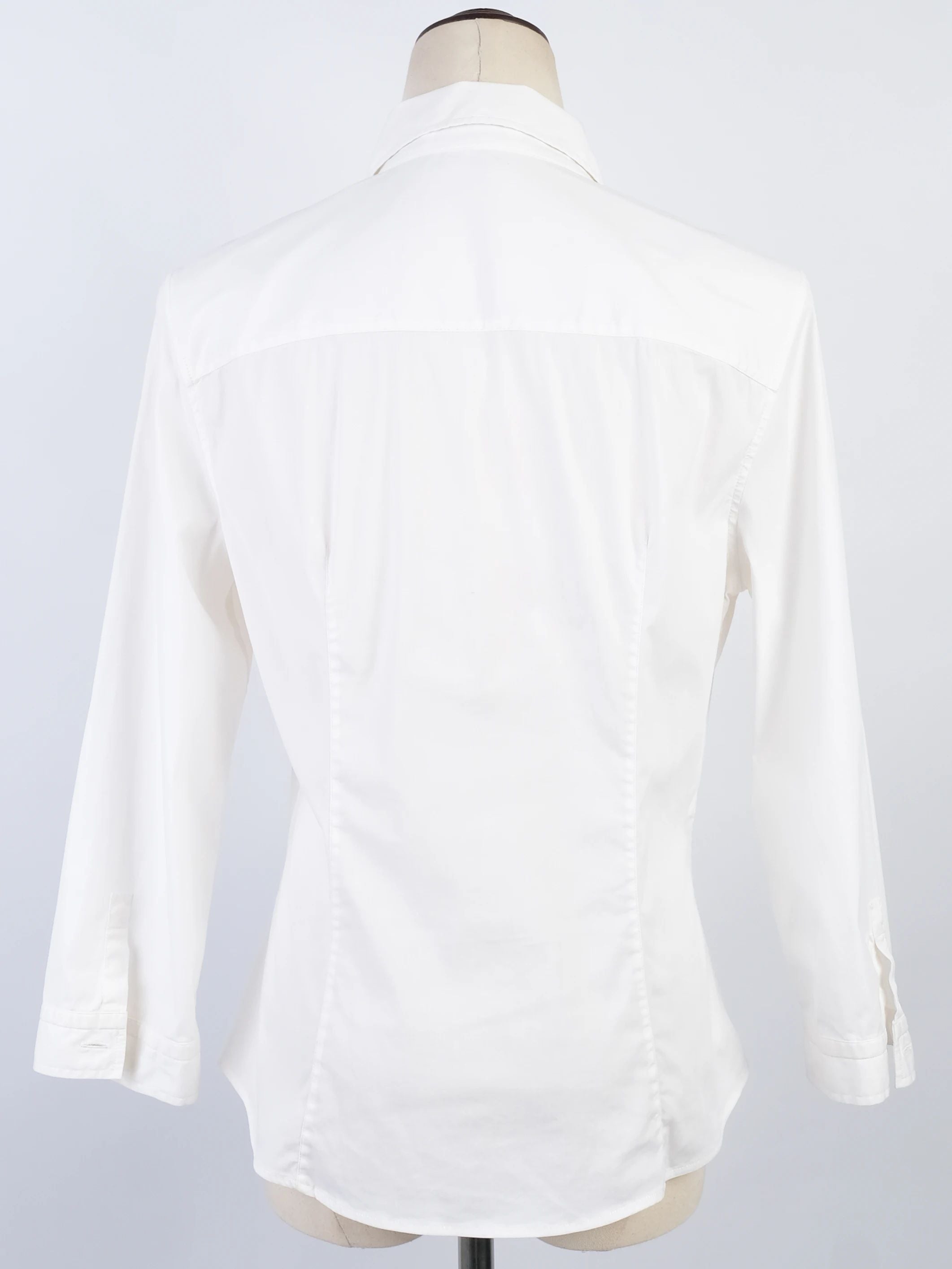 Excellent Prada White Nylon Button-Up Shirt Size L for Women