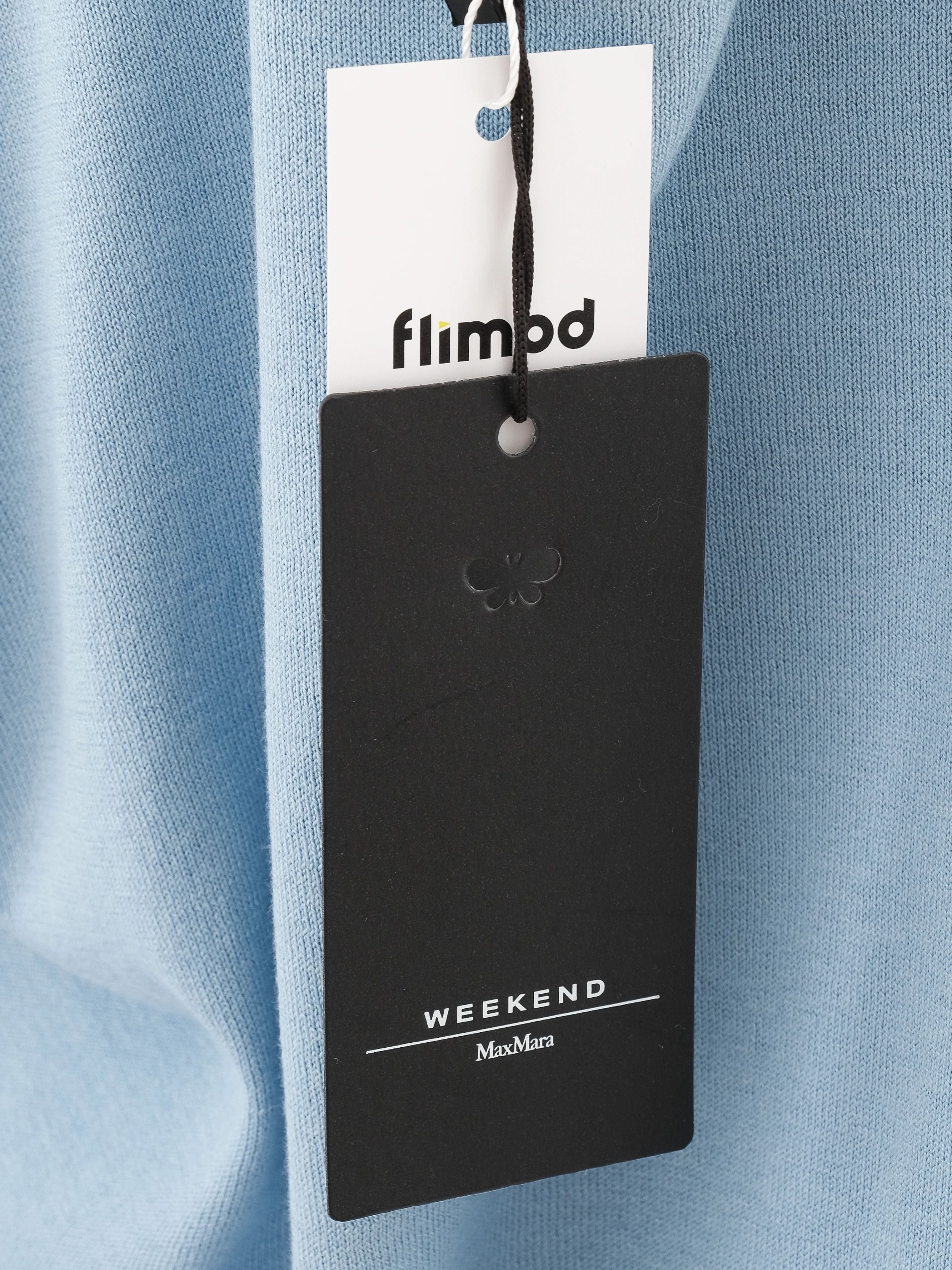 NEW Weekend MaxMara Light Blue Silk V-Neck Sweater Size L