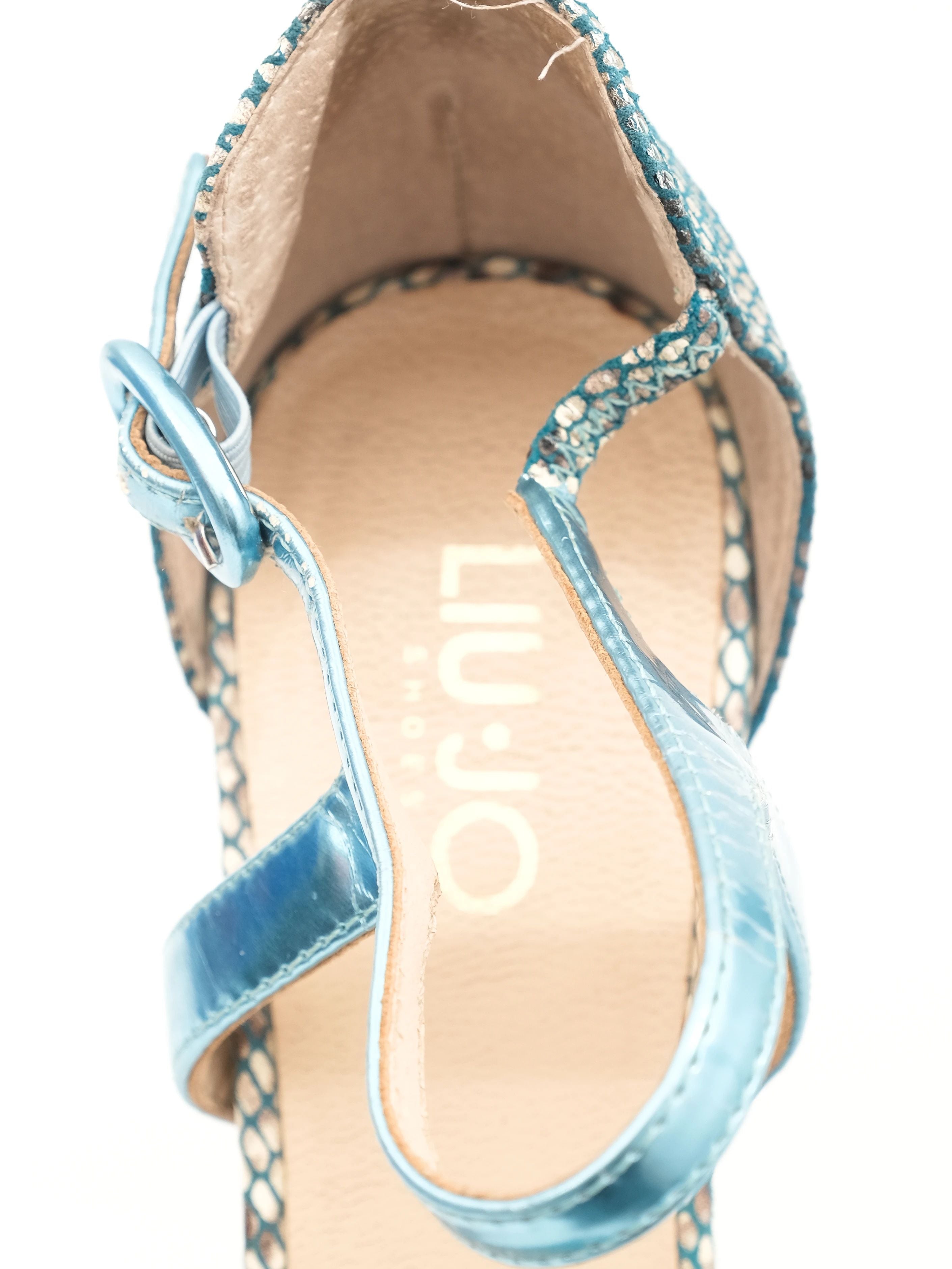 Excellent Liu Jo Blue Leather High-Heeled Peep Toe Shoes Size 39