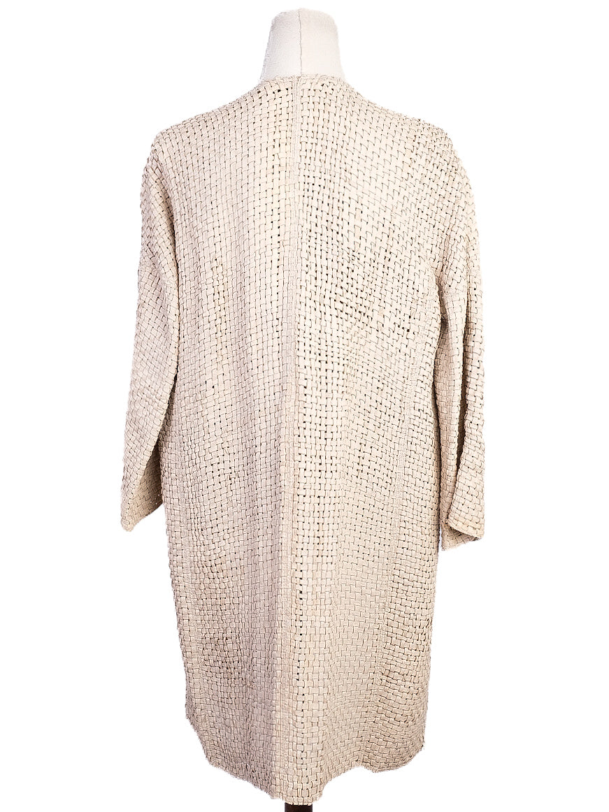 EXCELLENT Kaufmanfranco White Leather Textured Coat Size S