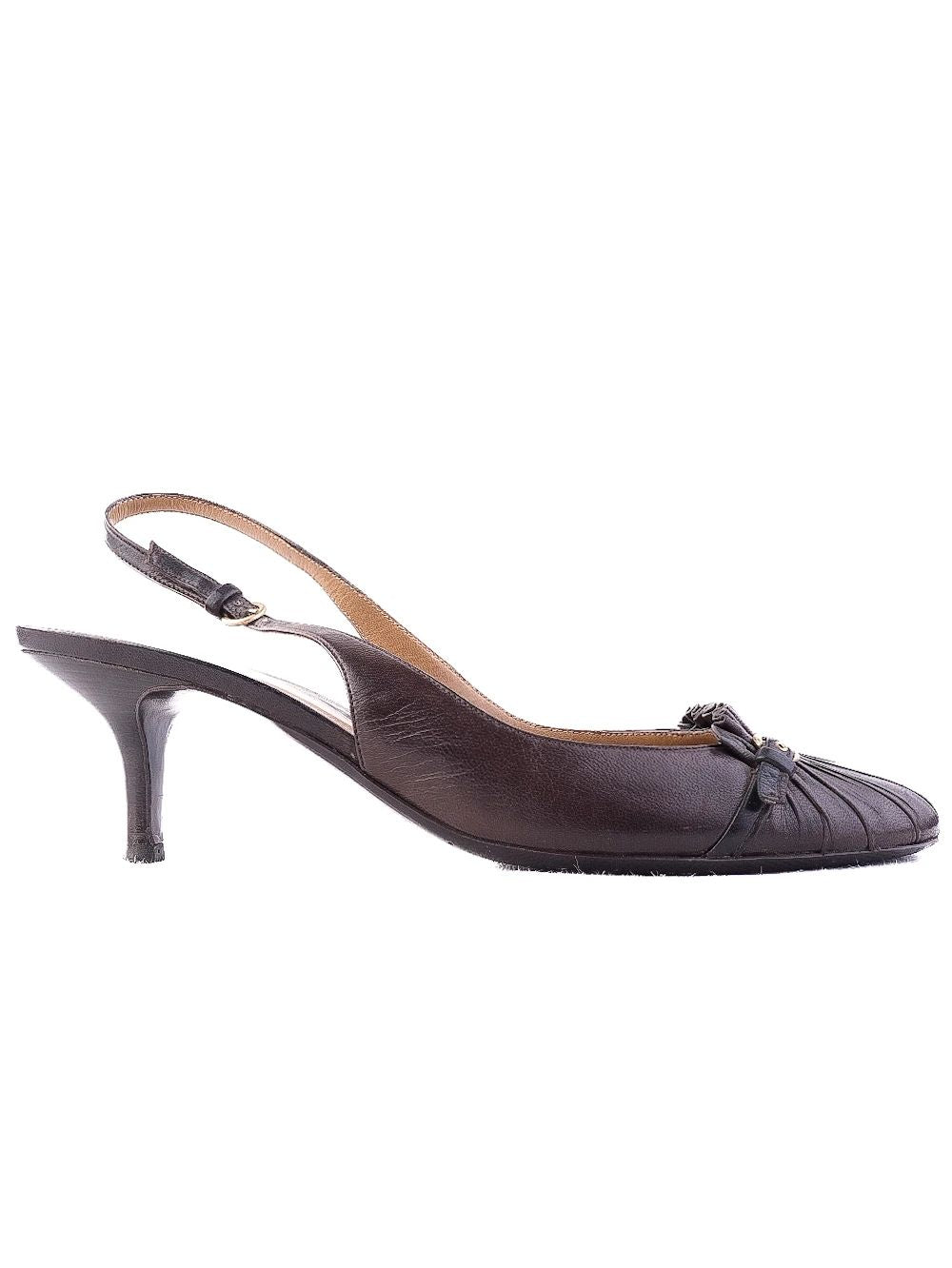 Excellent Bally Orange Leather Slingback Shoes Size 38.5