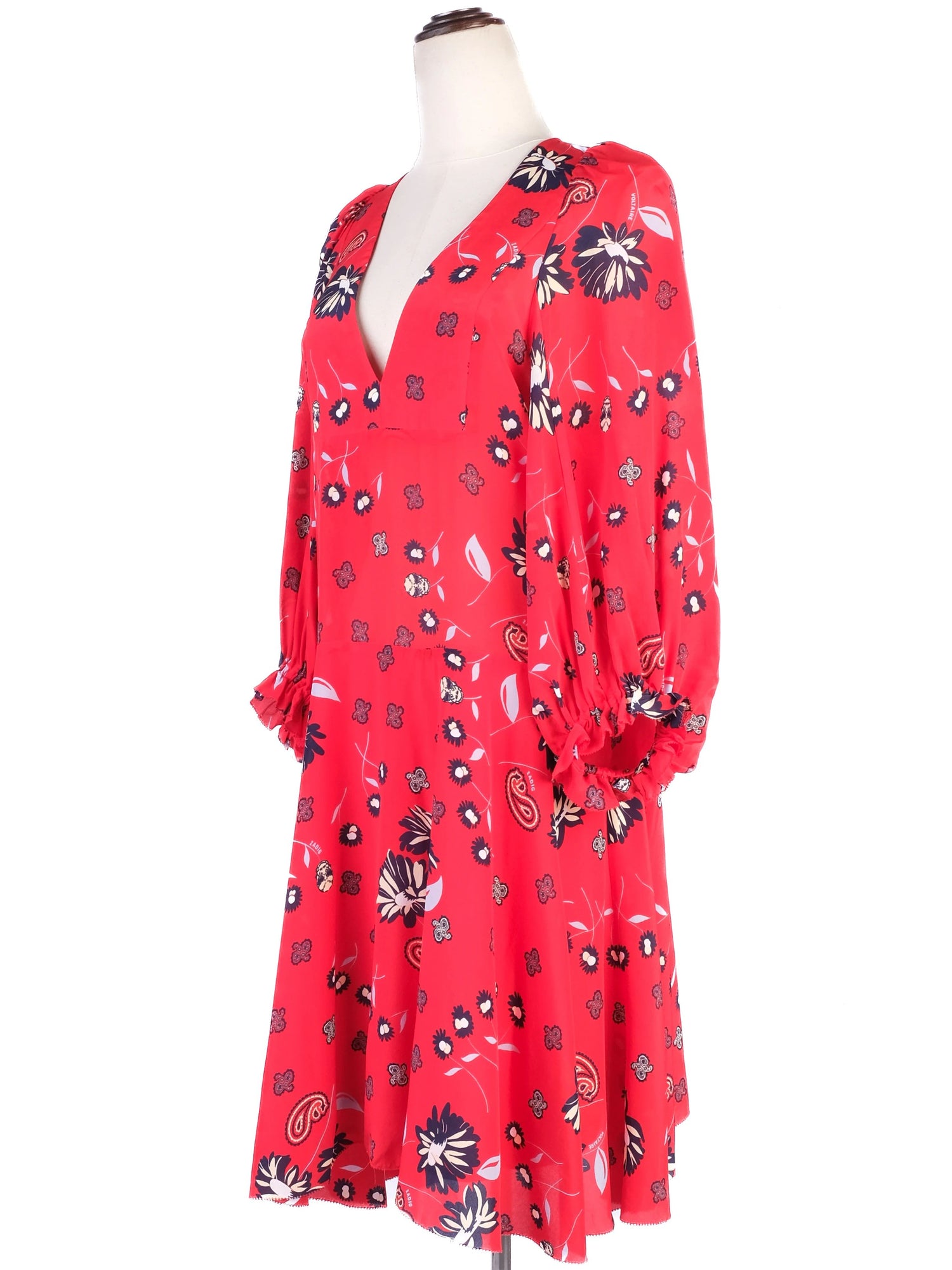 Excellent Zadig&Voltaire Red Floral Silk Dress Size S
