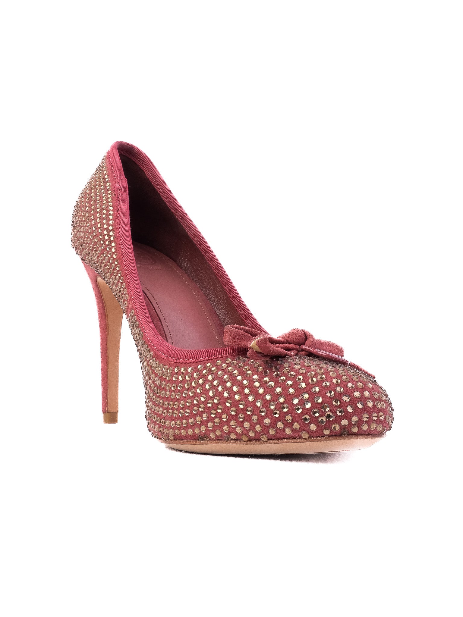 Excellent Tory Burch Red High-Heeled Shoes Size 38 Leather