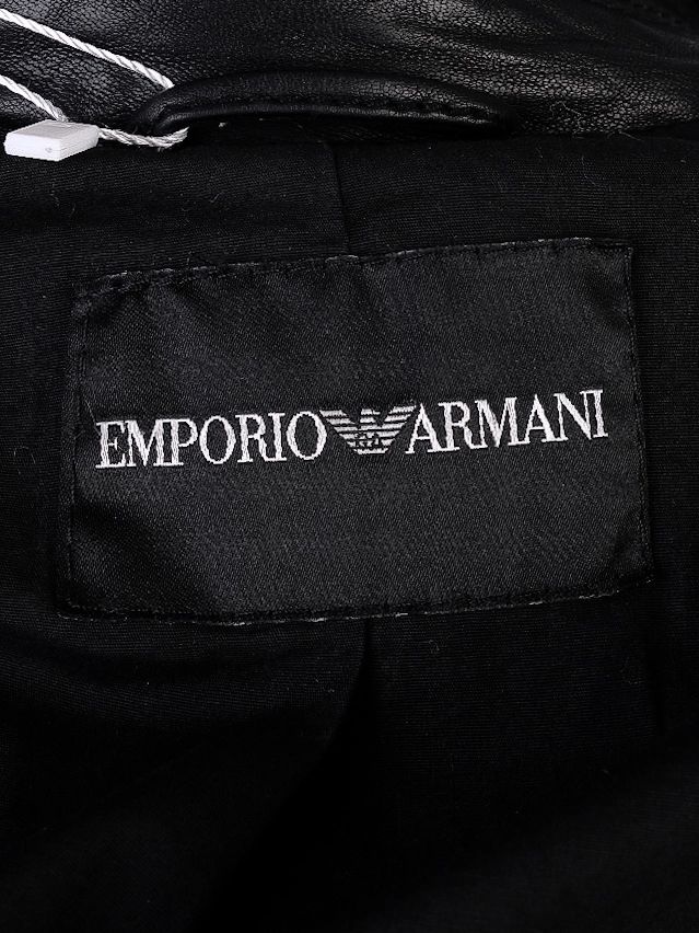Average Emporio Armani Black Leather Jacket Size XS for Women