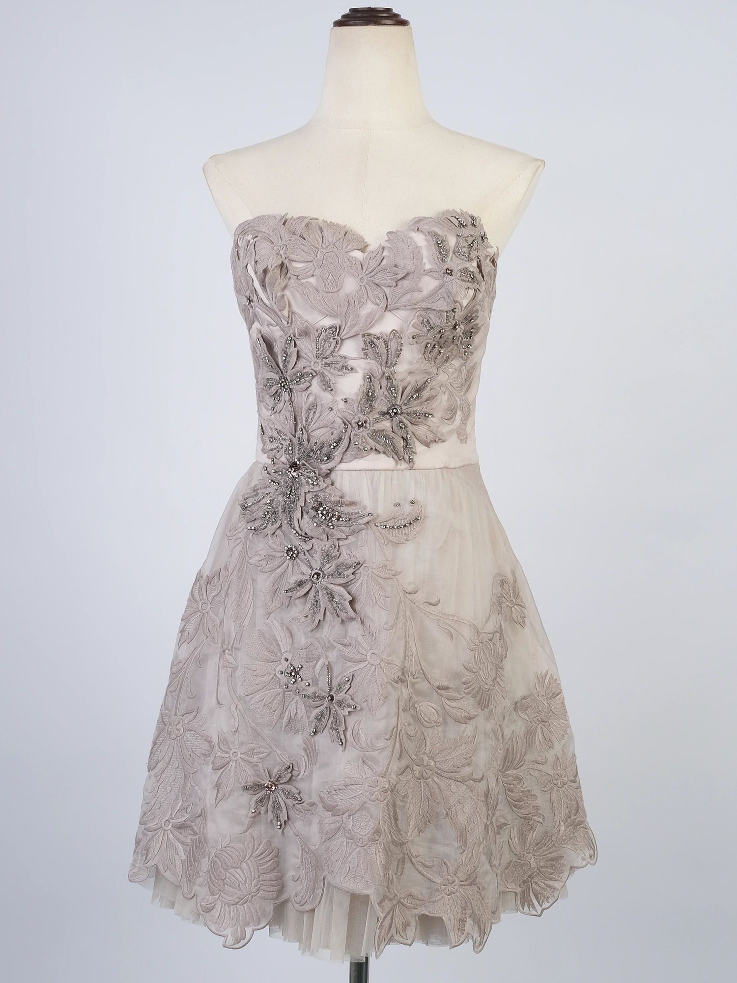 Perfect Karen Millen Gray Silk Strapless Dress Size M