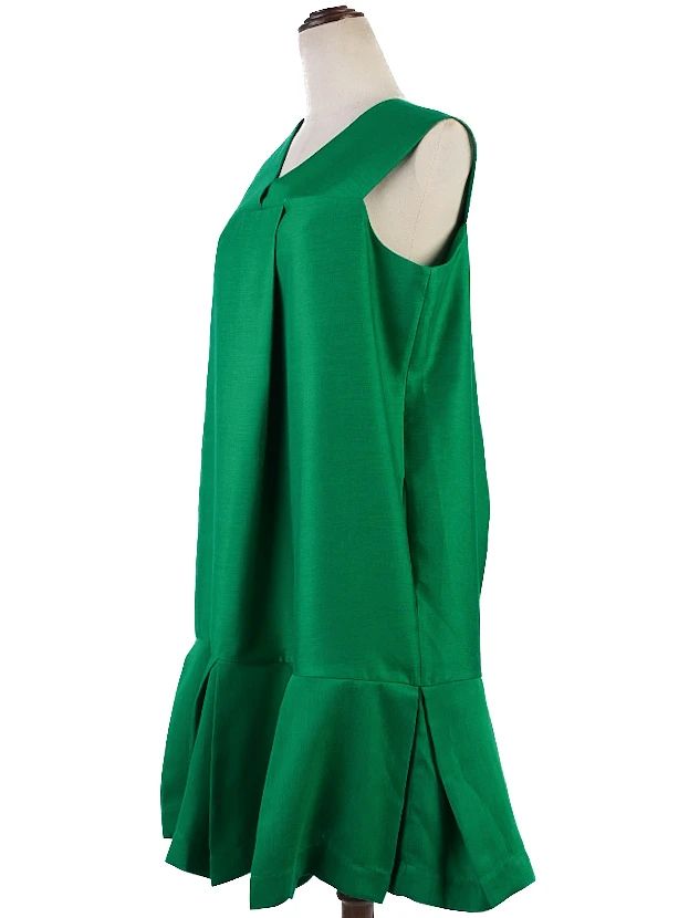 Excellent Paper London Green V-Neck Sleeveless Dress in Viscose