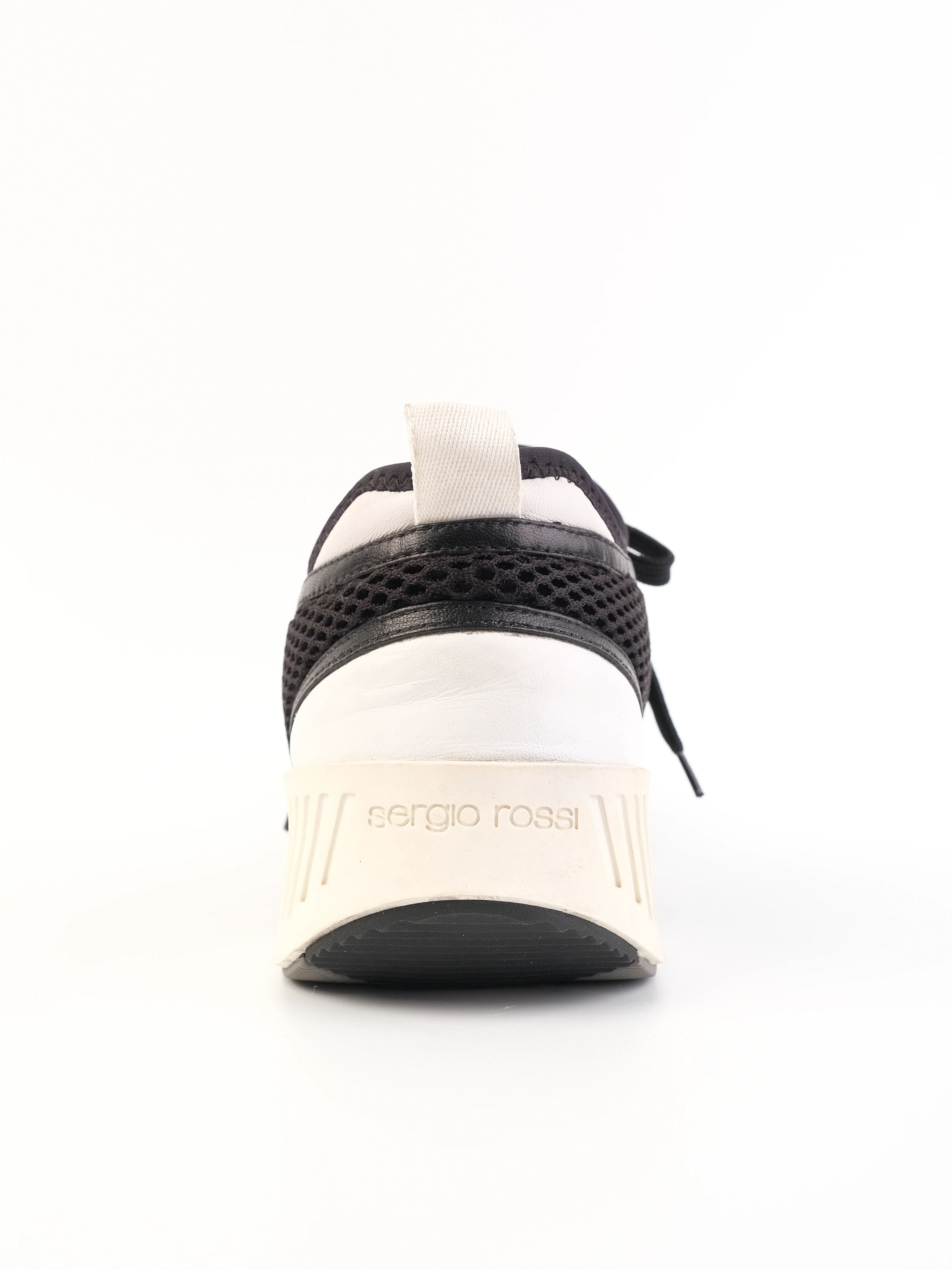 Excellent Sergio Rossi Sneakers Black and White Leather Size 39