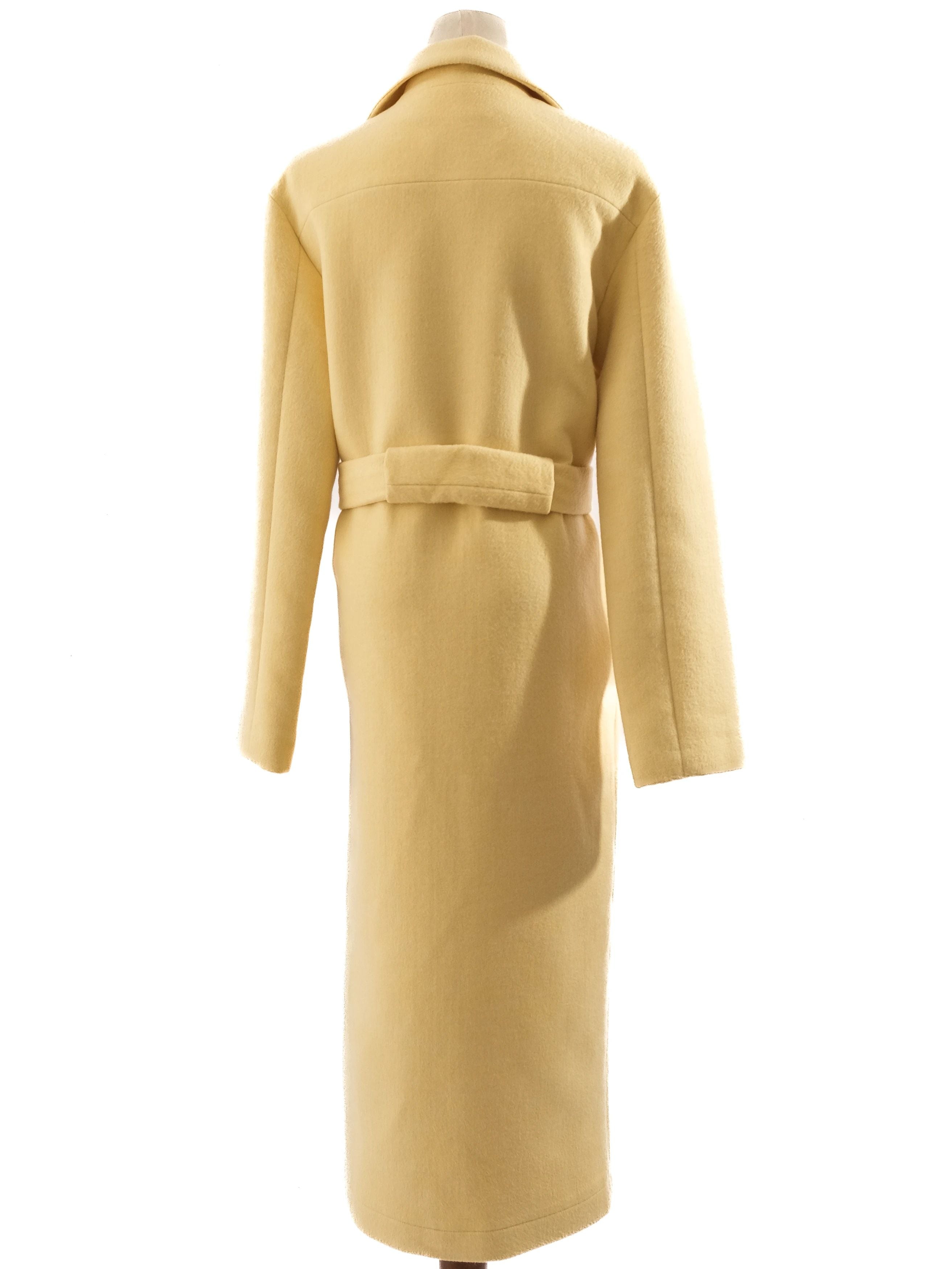 Excellent Lanvin Yellow Cashmere Long Coat with Belt Size M