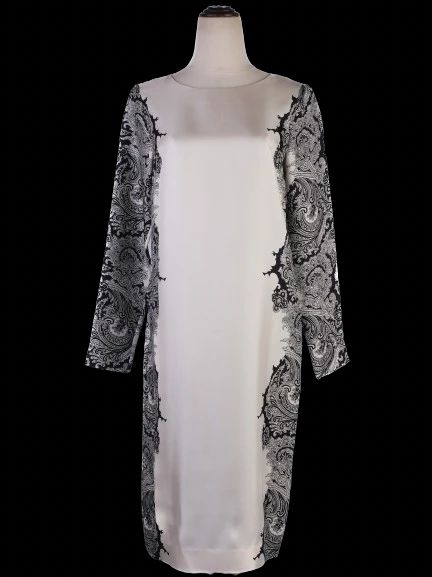NEW By Malene Birger Beige Silk Dress XXS with Paisley Pattern