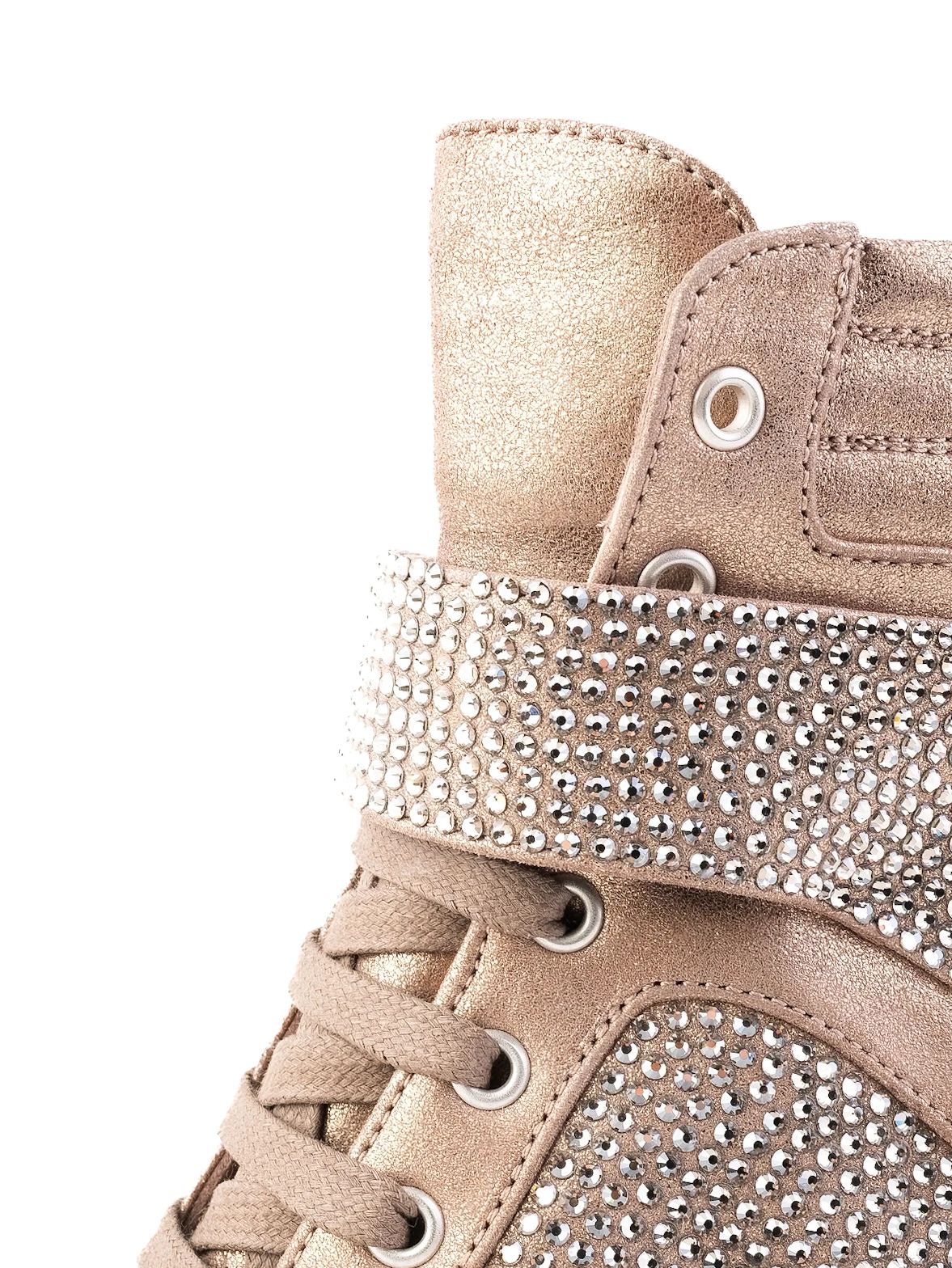 Perfect Lesilla Green Leather Wedge Sneakers with Rhinestones