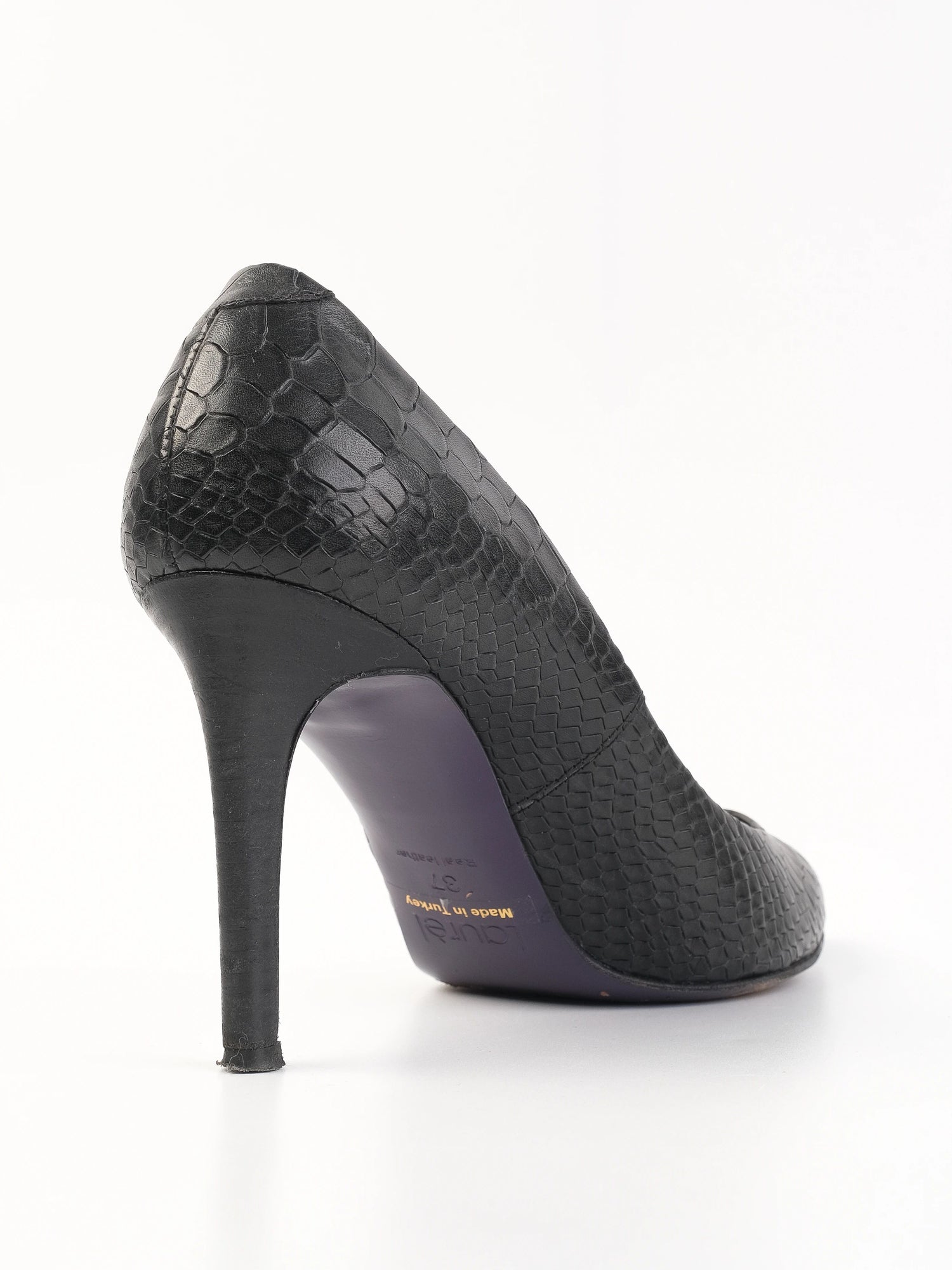 Excellent Laurel Black Leather High-Heeled Shoes Size 37