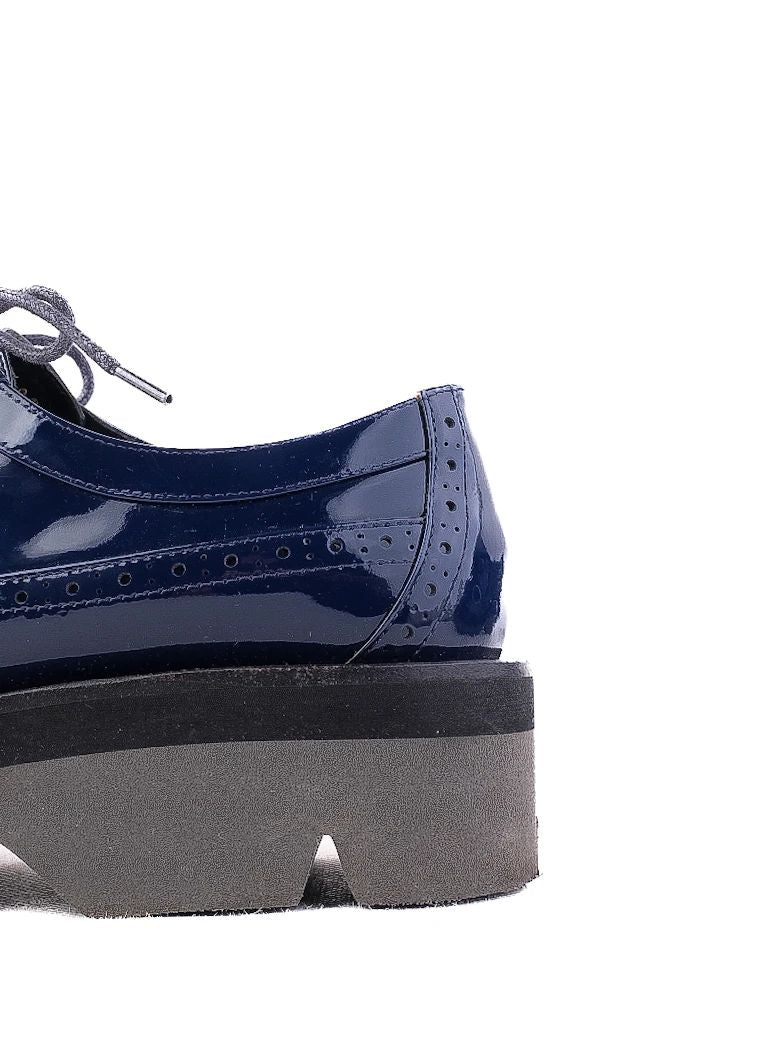 NEW Giorgio Fabiani Blue Patent Leather Lace-Up Shoes Size 36