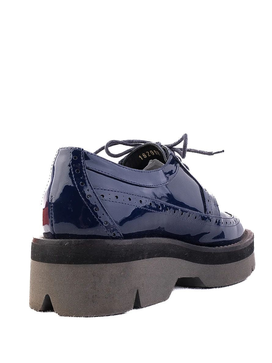 NEW Giorgio Fabiani Blue Patent Leather Lace-Up Shoes Size 36