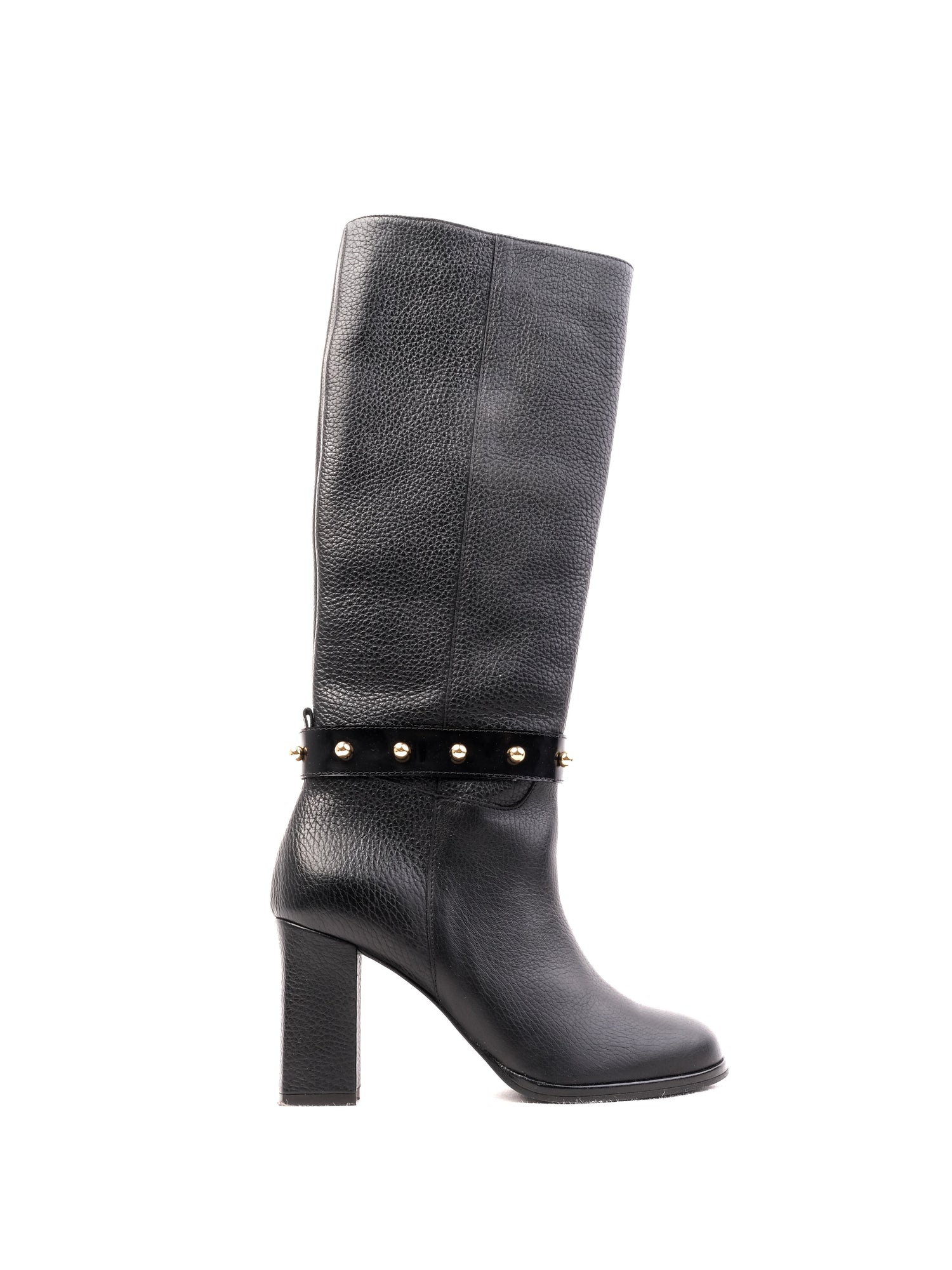 Excellent Moschino Black Leather Knee-High Boots Size 36