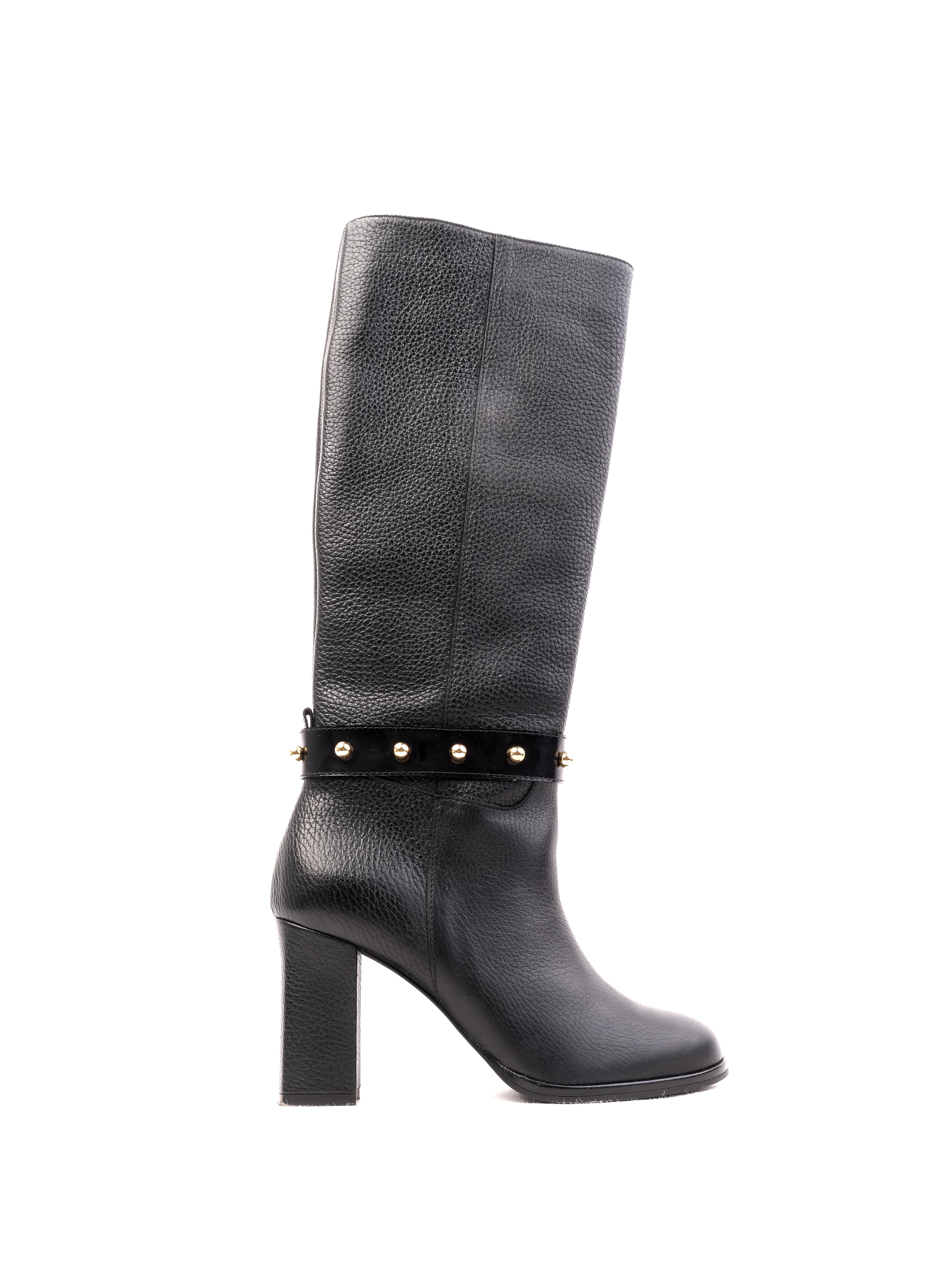 Excellent Moschino Black Leather Knee-High Boots Size 36