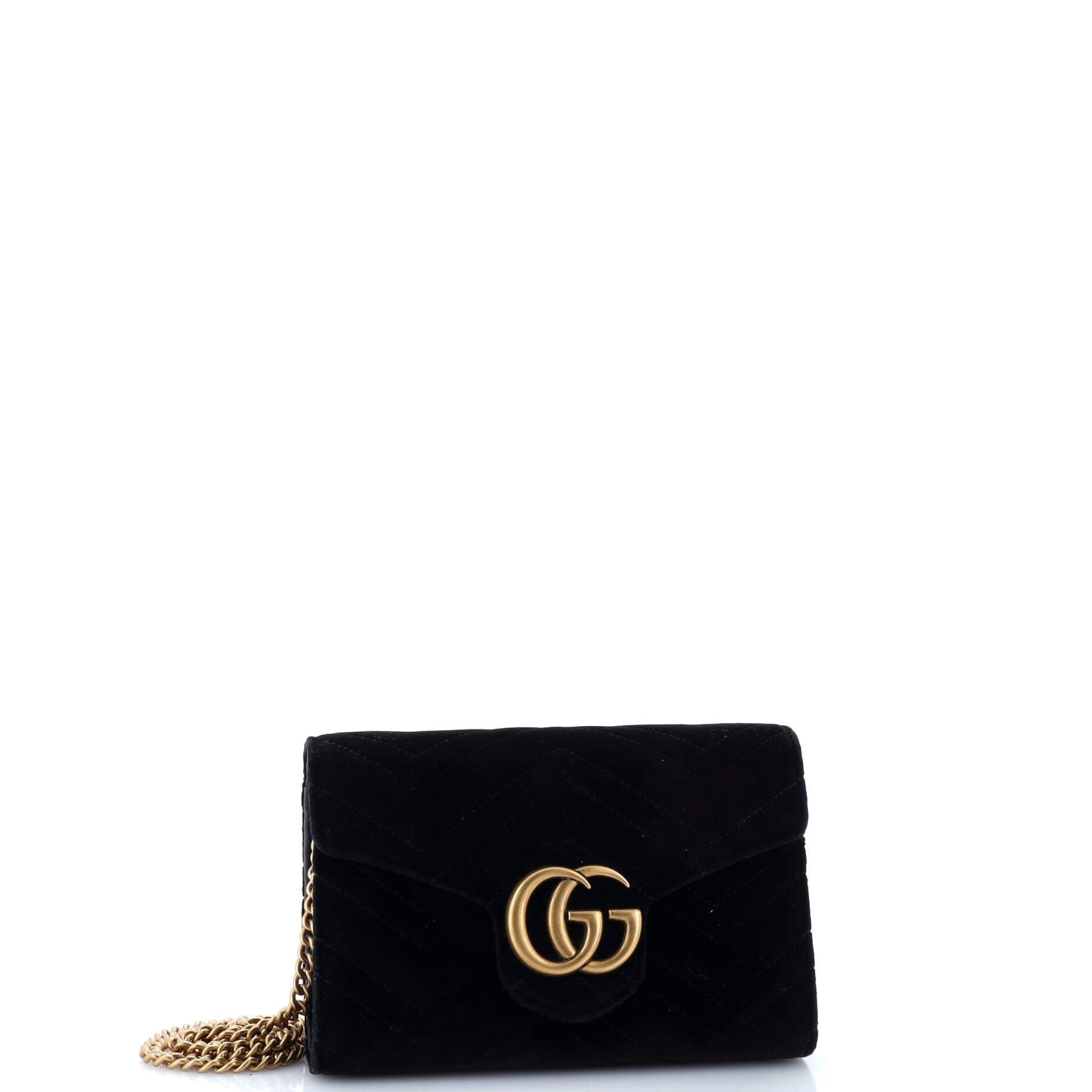 Gucci GG Marmont Chain Wallet Matelasse Velvet Mini