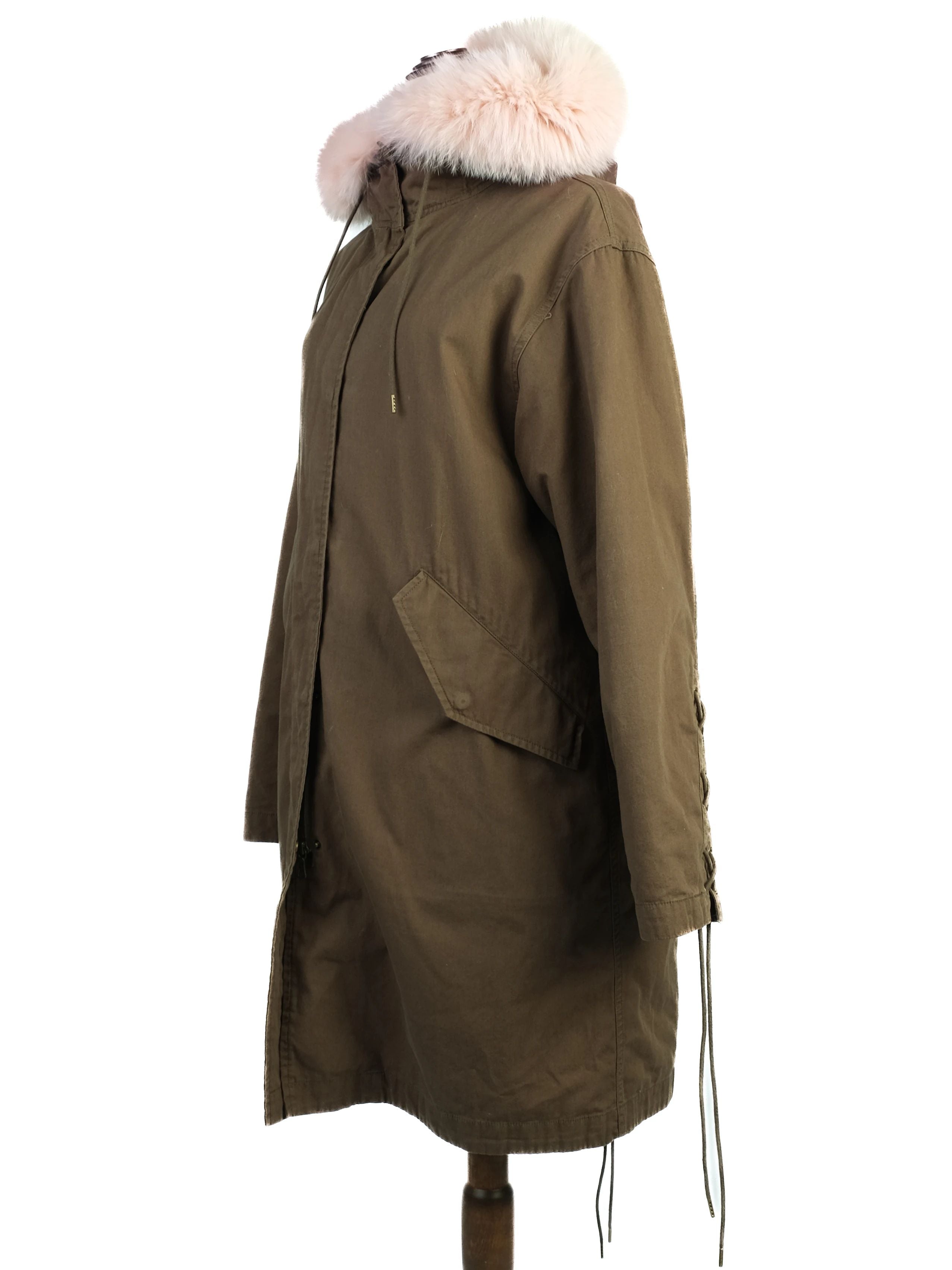 Excellent Yves Salamon Green Polyester WomenÕs Parka Coat Size XS