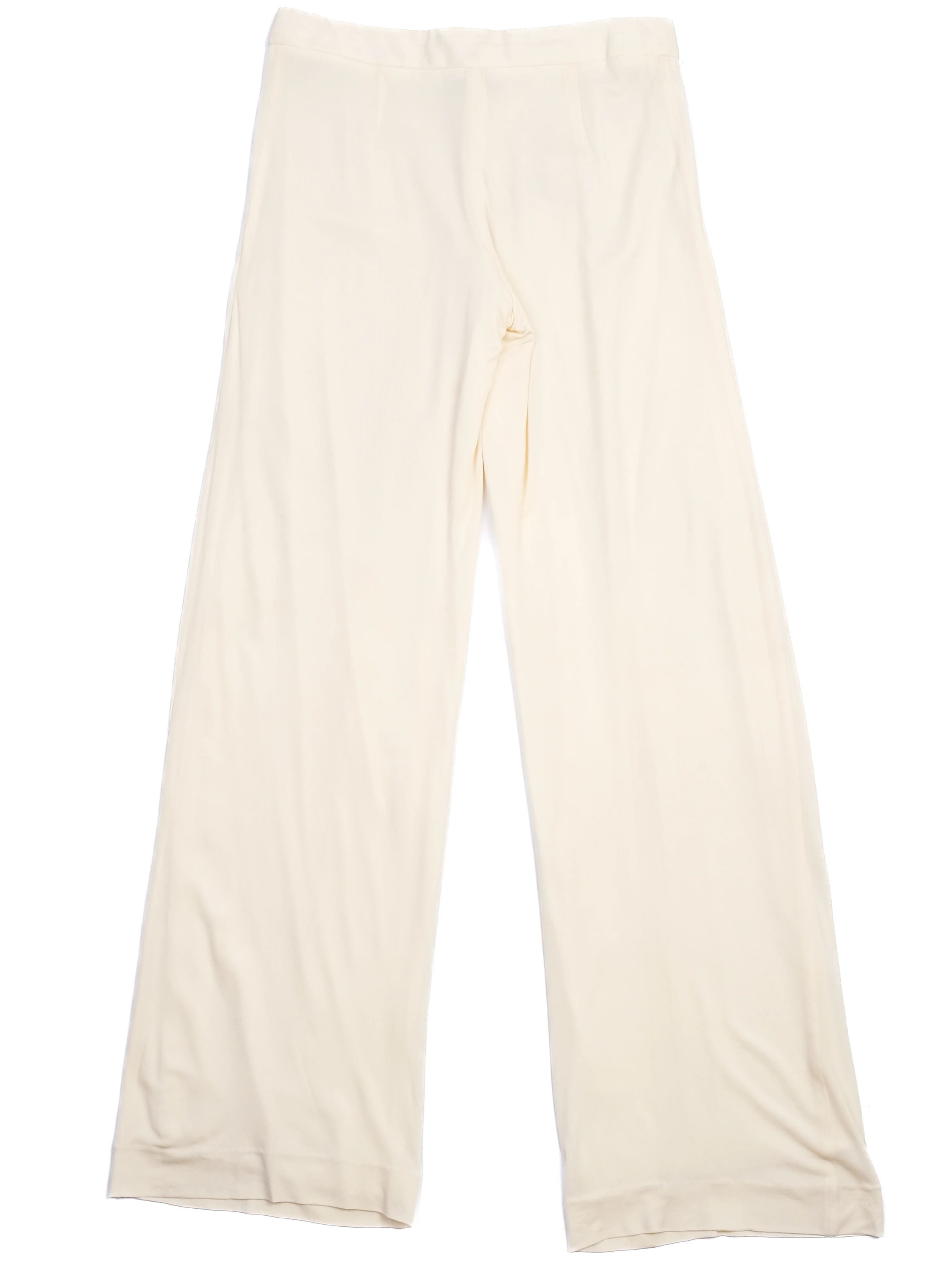 Excellent Alberta Ferretti White Wide-Leg Pants Size S Viscose