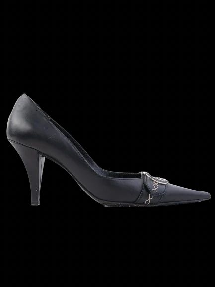 Excellent Dior Black Leather High-Heeled Shoes Size 38