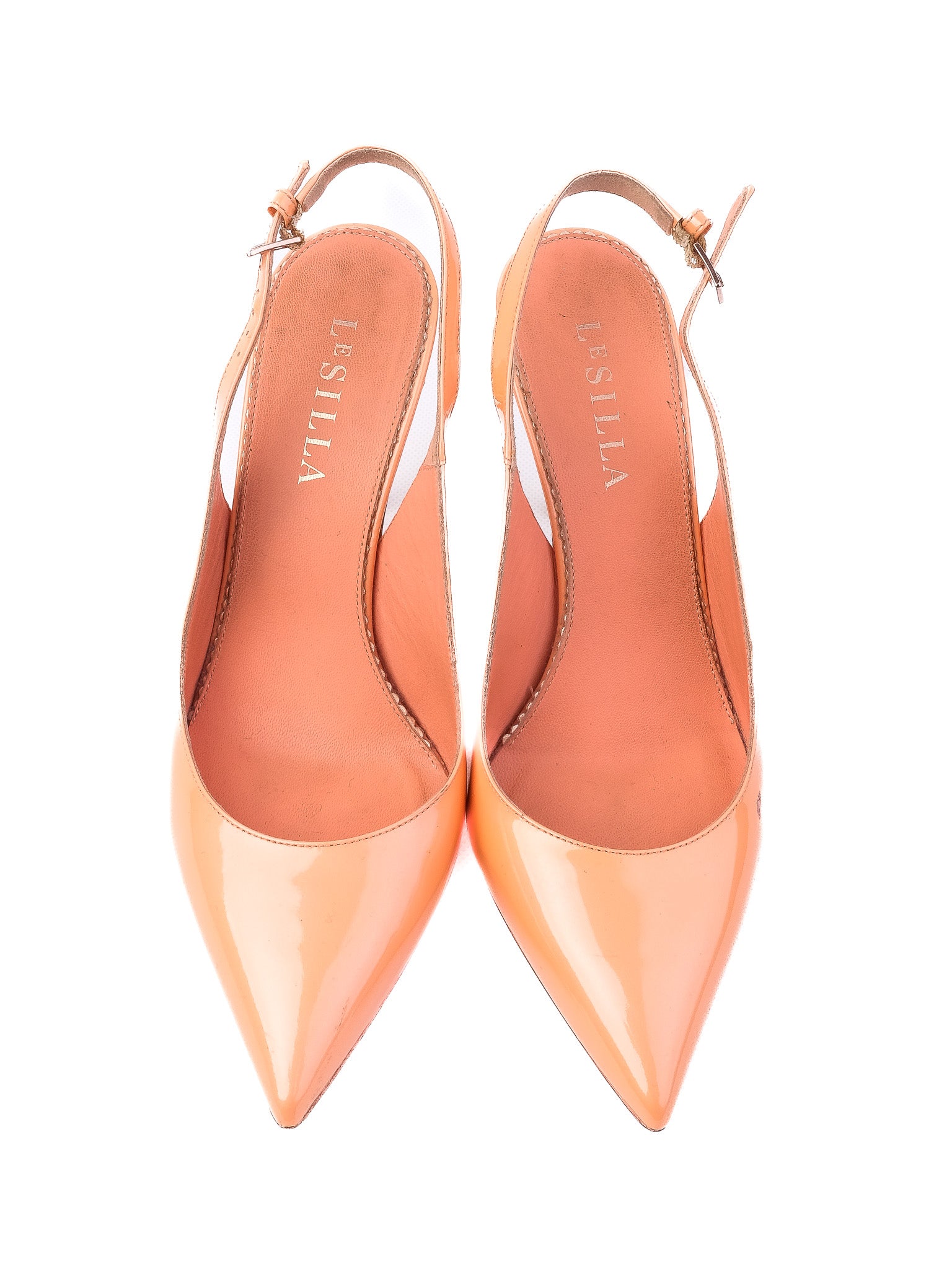 Excellent Lesilla Orange Leather Stilettos Slingback Size 37.5
