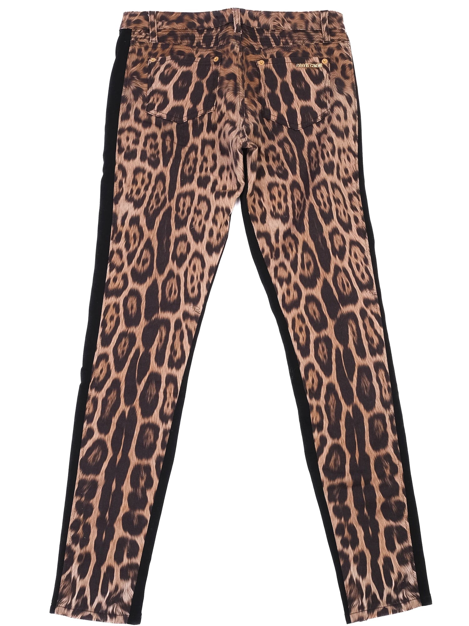 Excellent Roberto Cavalli Leopard Print Pants Size L with Side Zippers