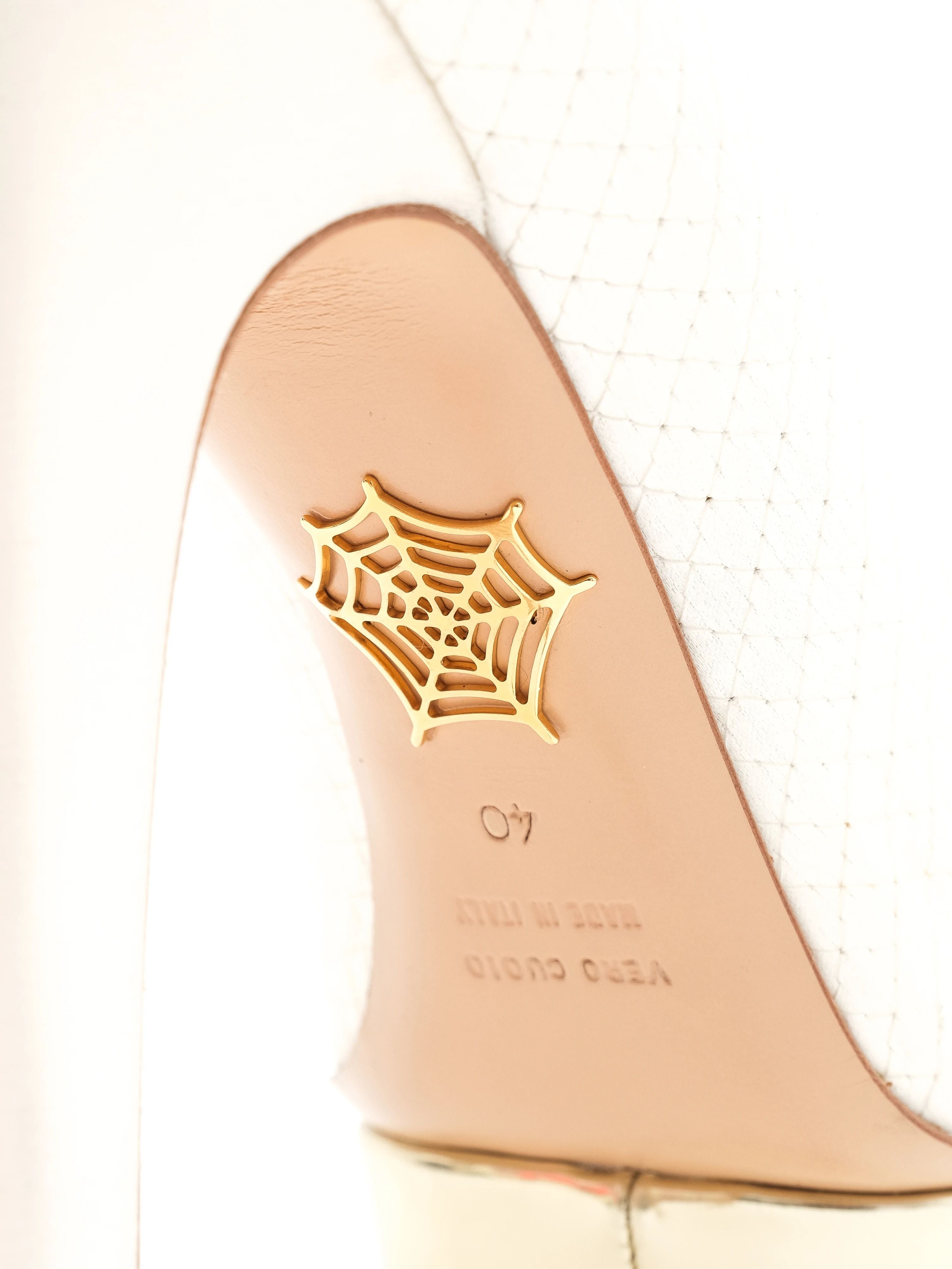 NEW Charlotte Olympia White Leather High-Heeled Platform Shoes Size 40