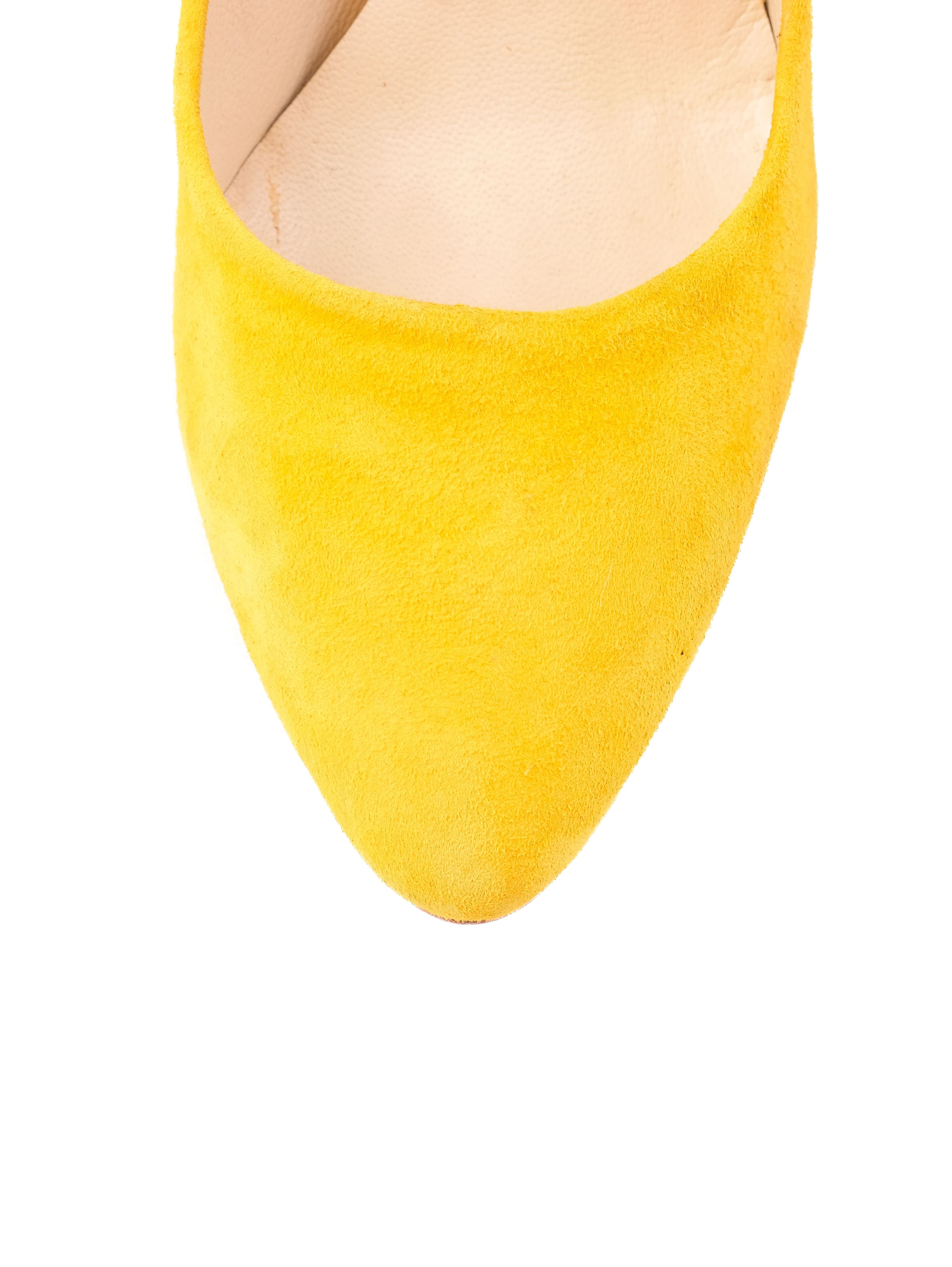 Perfect Neil Barrett Yellow Genuine Suede Wedge-Heeled Shoes Size 38
