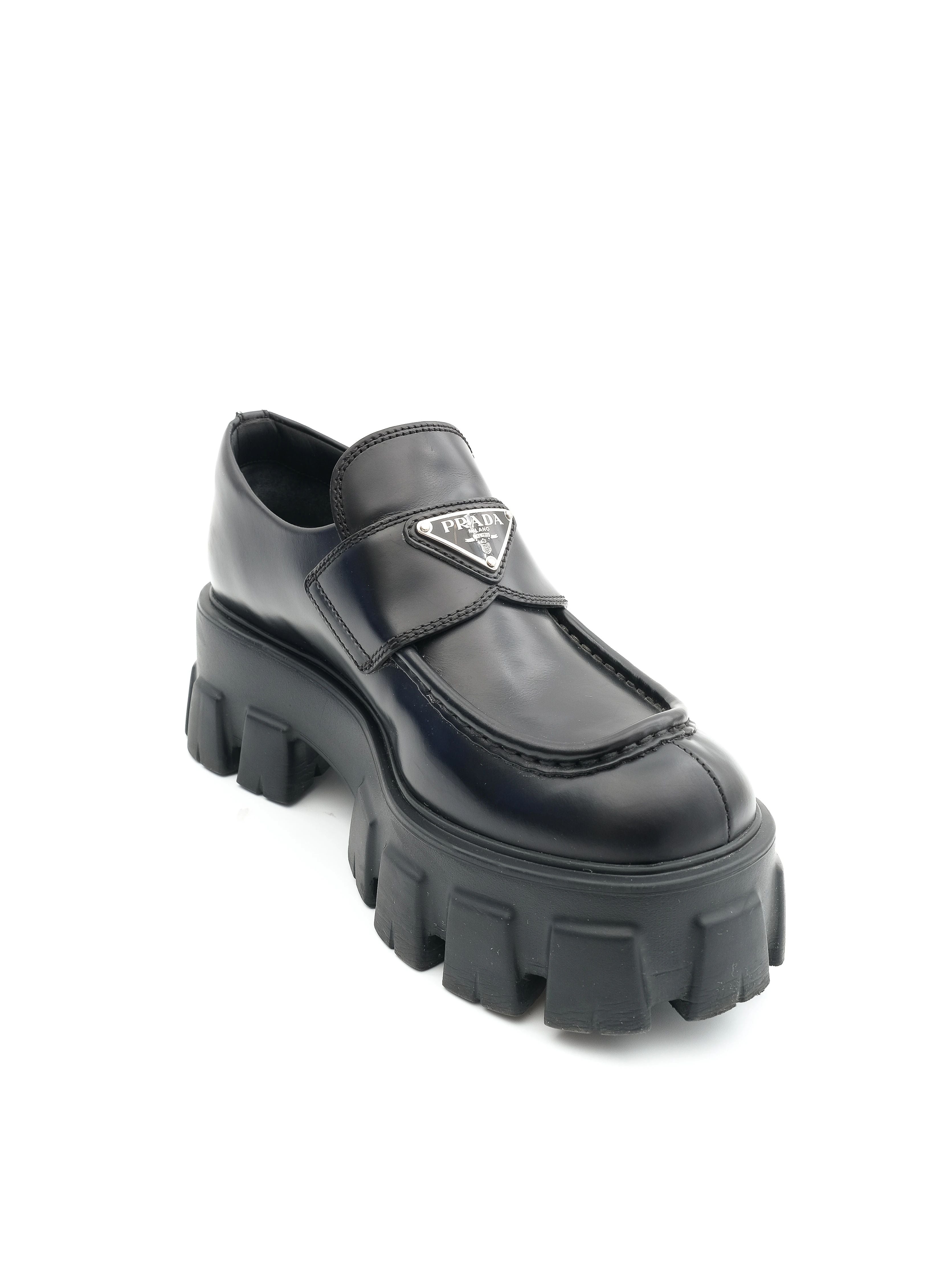 NEW Prada Chunky Black Loafers Leather Women&