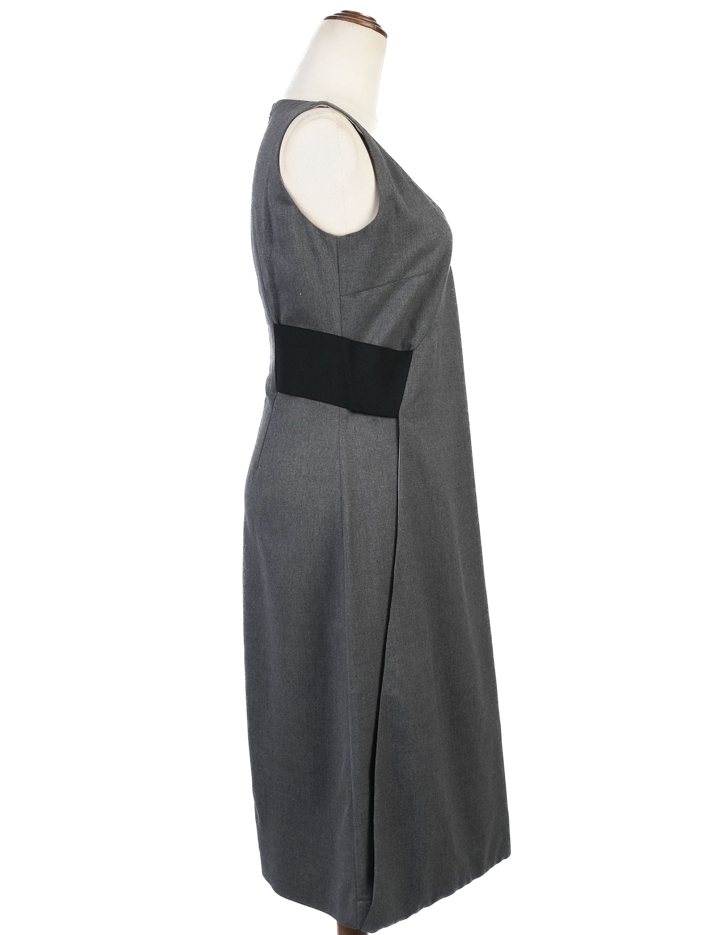 Excellent Ferre Gray Wool Sleeveless Dress Size M with Black Panels