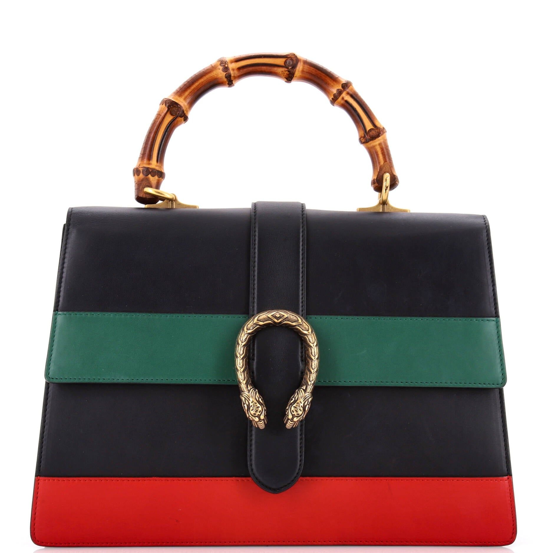 Gucci Dionysus Bamboo Top Handle Bag Colorblock Leather Large