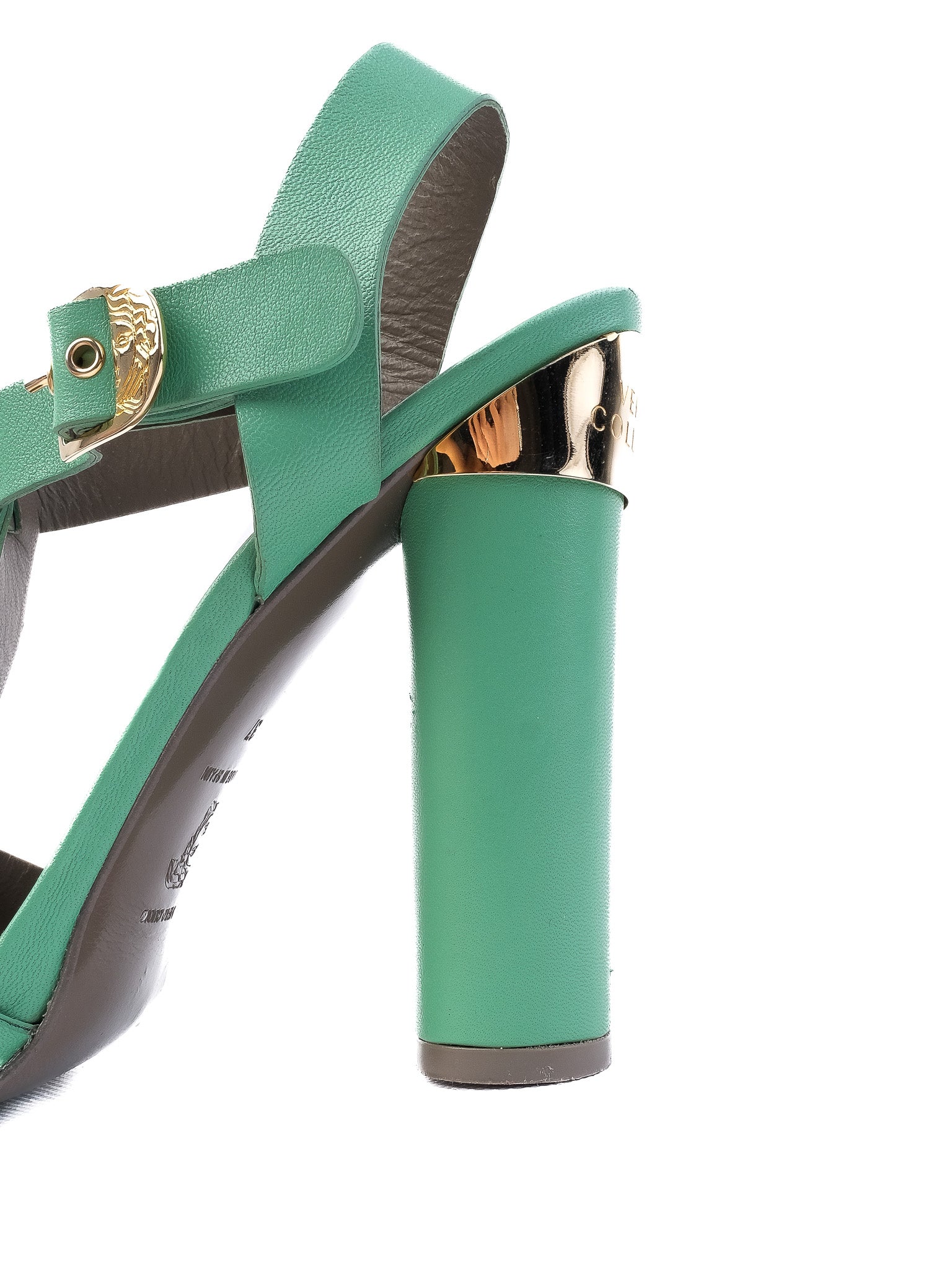 Excellent Versace Green Leather High-Heeled Sandals Size 37