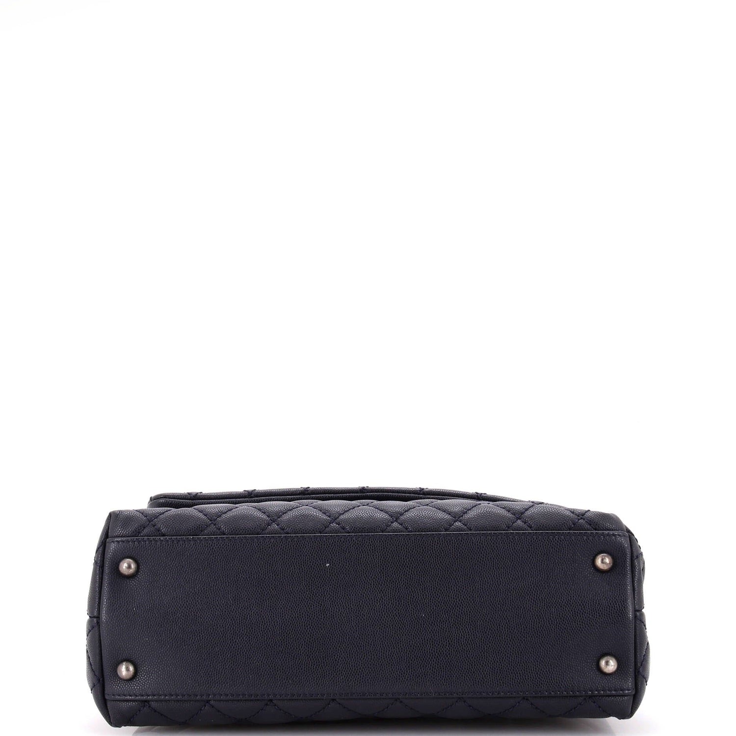Chanel Coco Top Handle Bag Quilted Caviar With Lizard Small