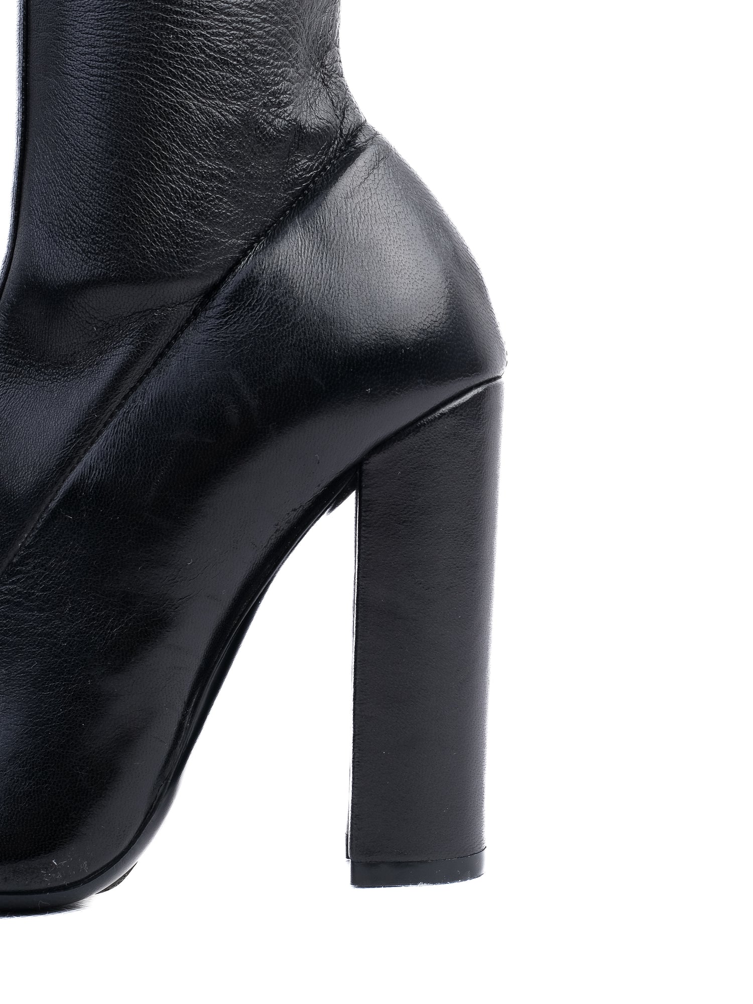 NEW Mila Schon Black Leather Over-the-Knee High-Heeled Boots Size 36