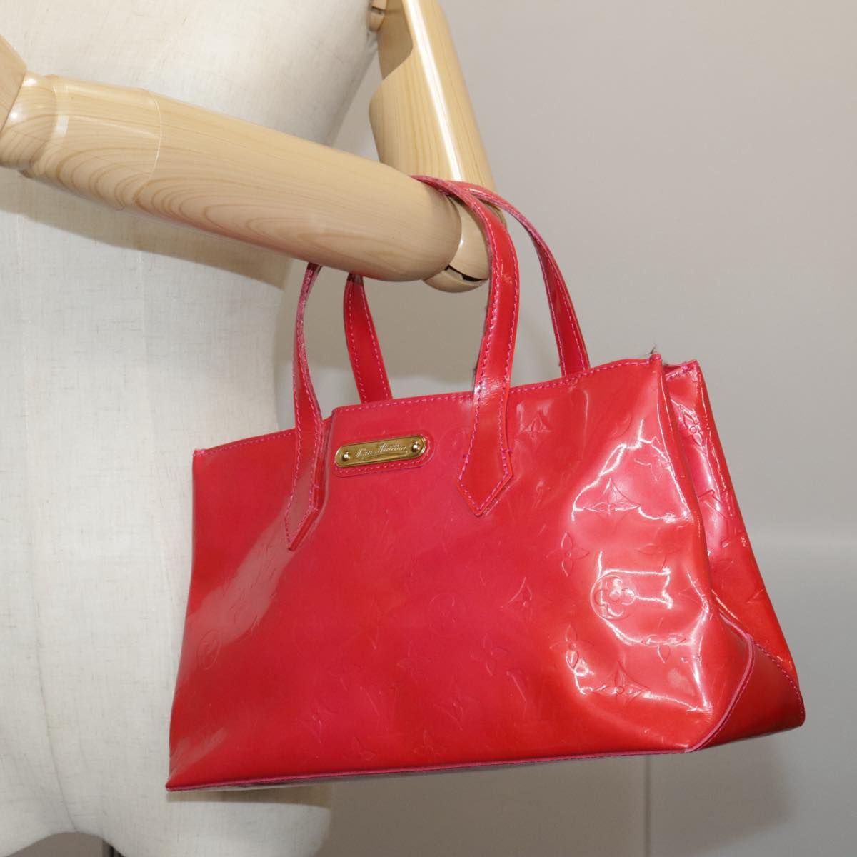 Louis Vuitton Vernis Wilshire Pm Hand Bag Rose Pop M 93643 Auth