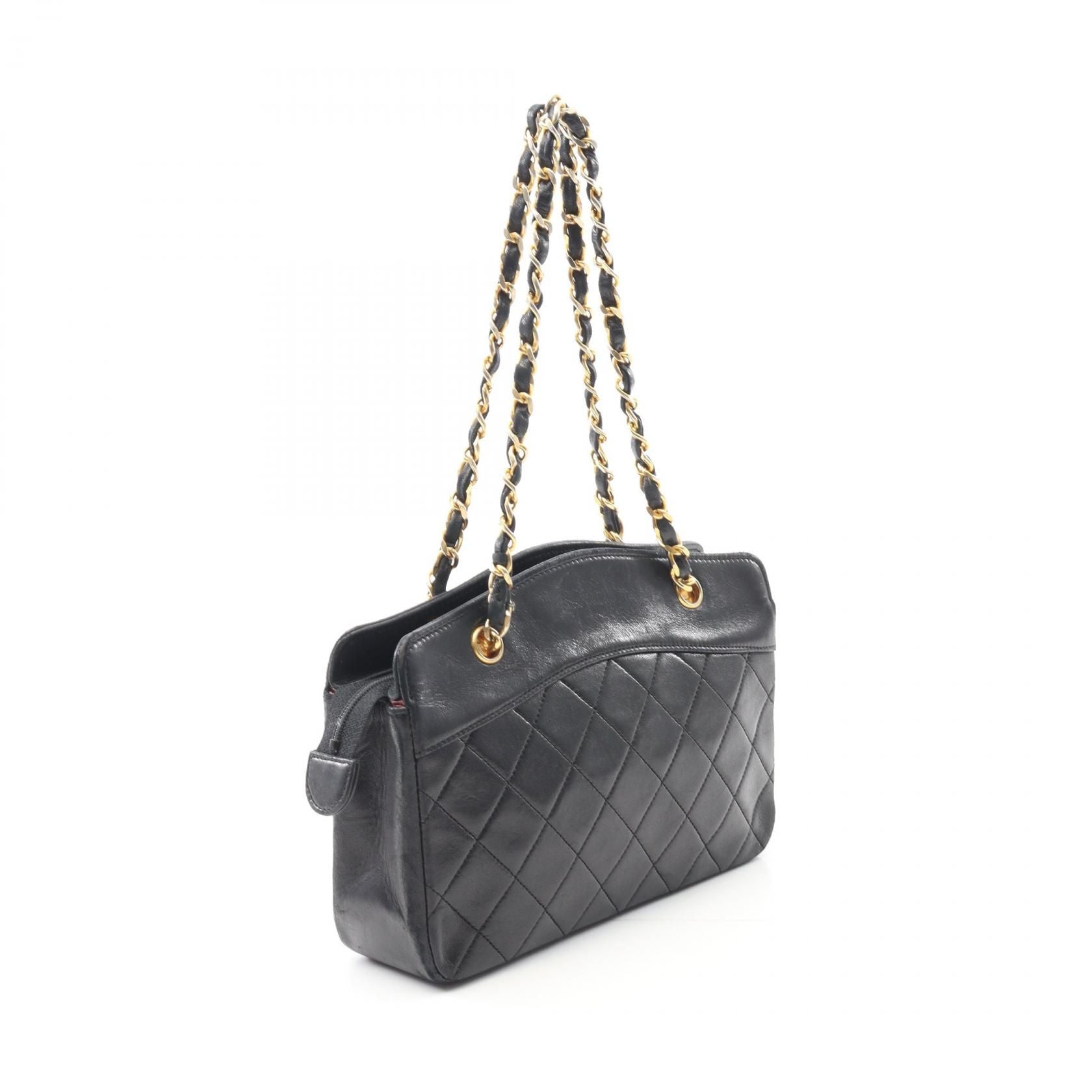 Chanel Black Matelasse Handbag Lambskin (sheep Leather)