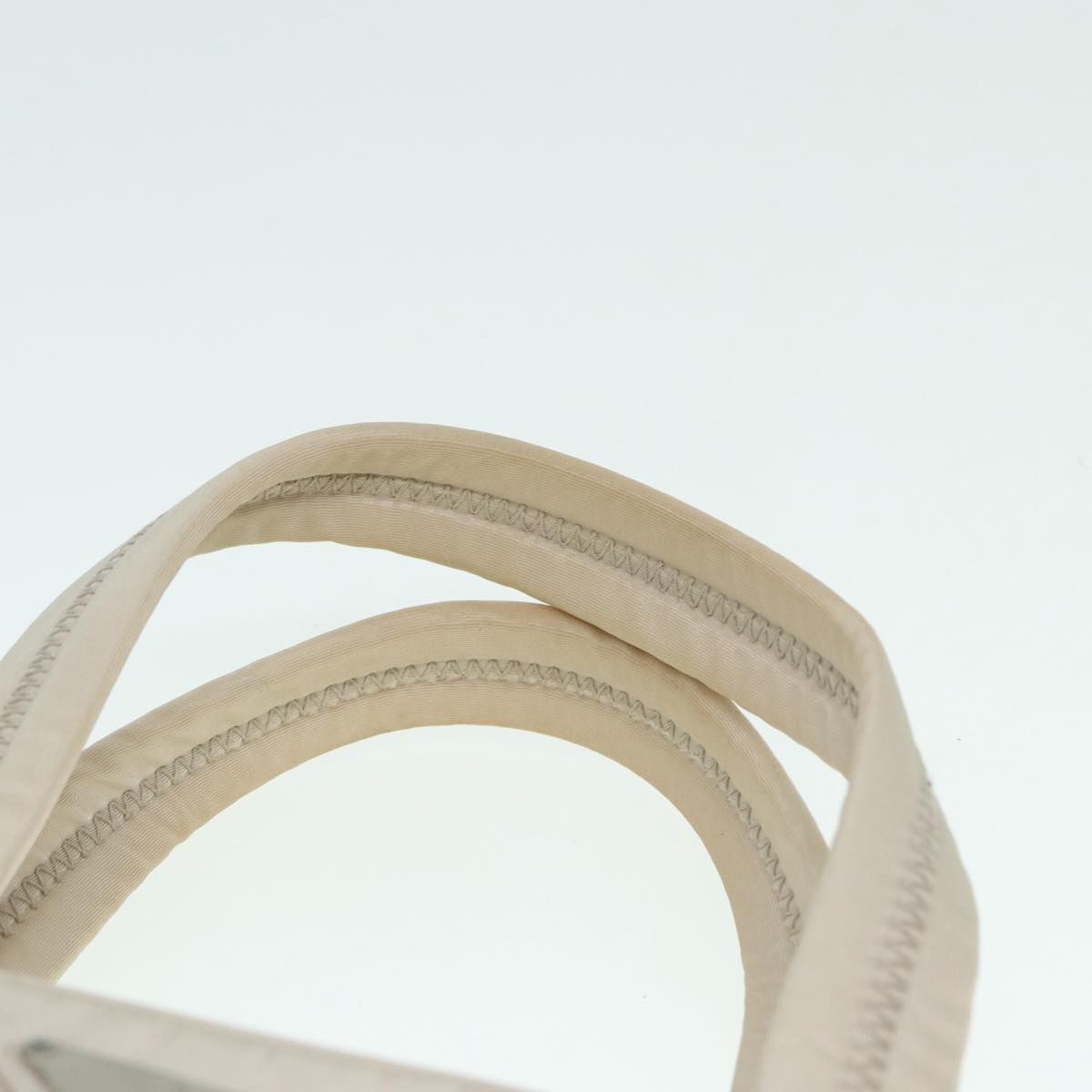Prada Hand Bag Nylon Beige Silver Auth