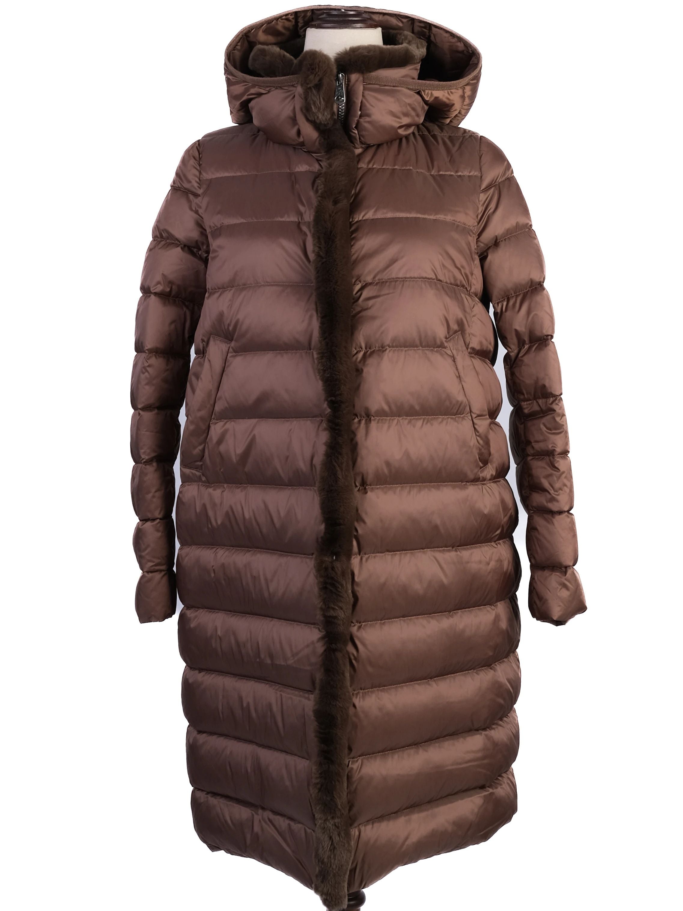 Excellent Weekend MaxMara Orange Long Padded Coat Hooded XS