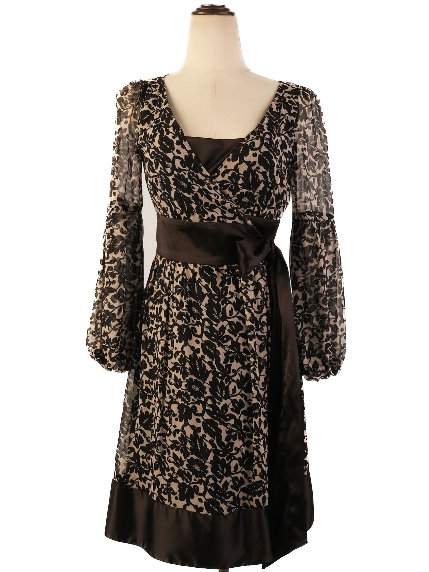 Excellent Diane von Furstenberg Silk Floral Lace Dress Size M