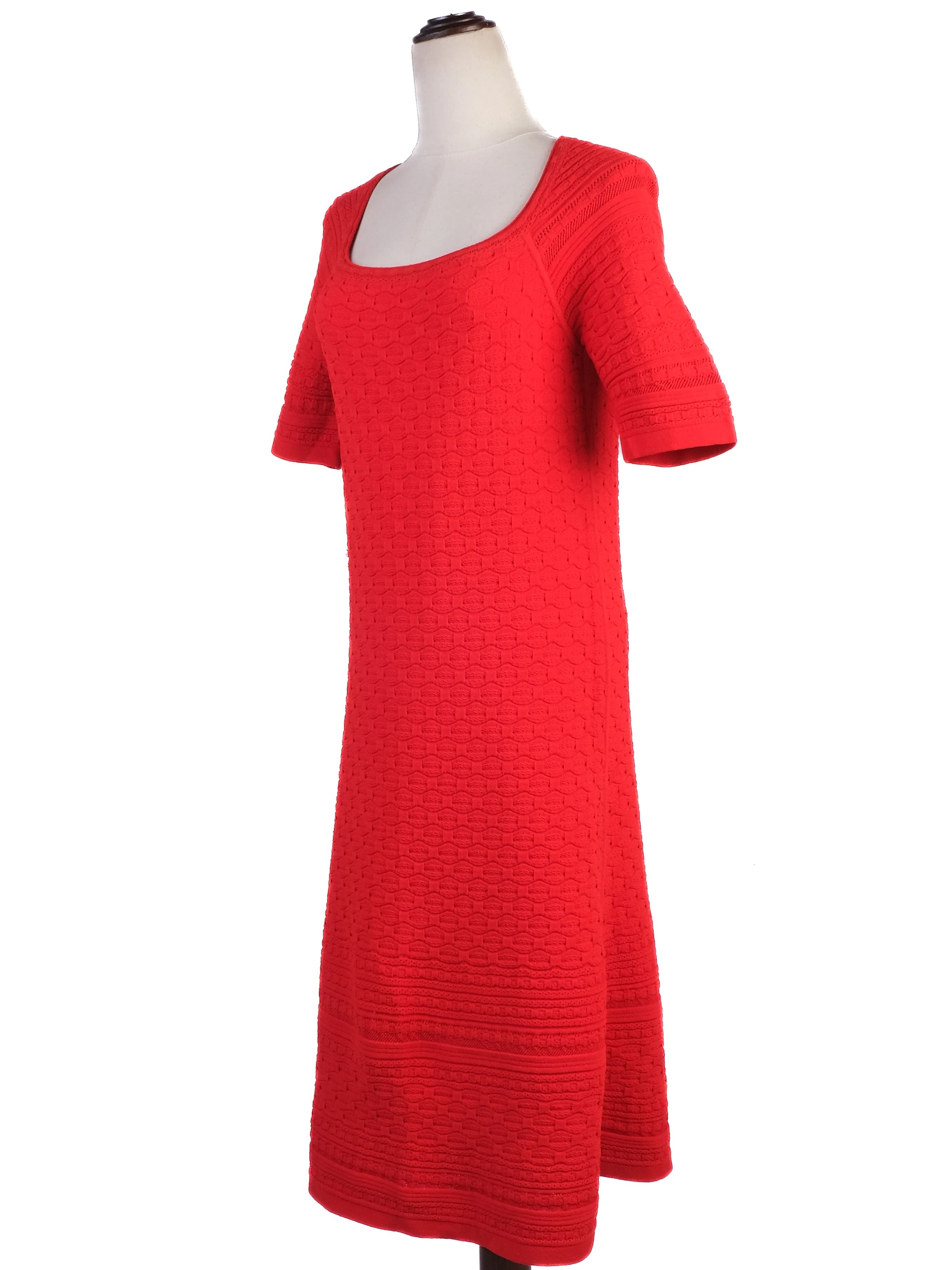 Excellent Vicedomini Red Knit Dress Size L Short Sleeves