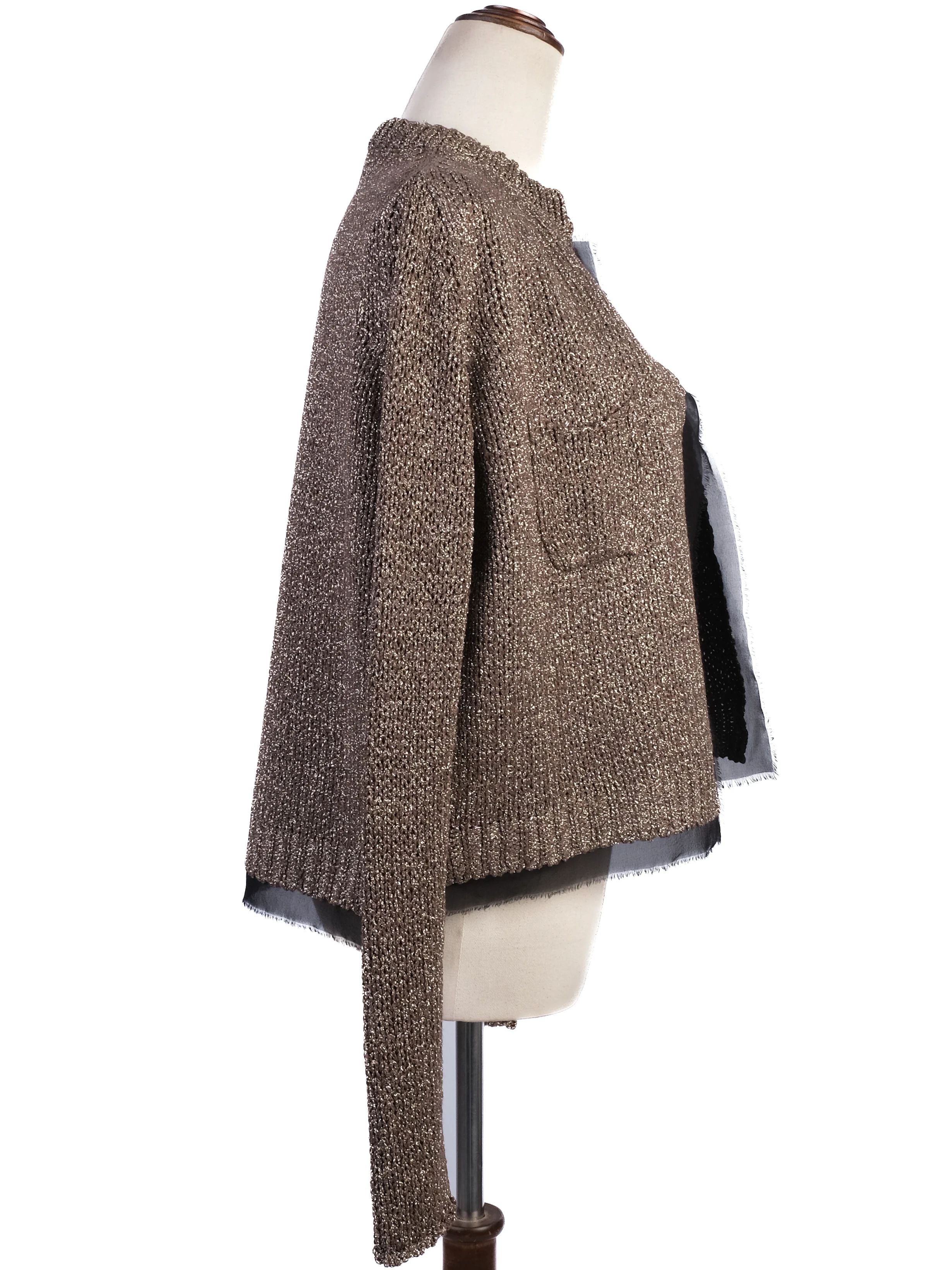 Excellent Nude Gray Viscose Knitted Jacket with Pockets Women&