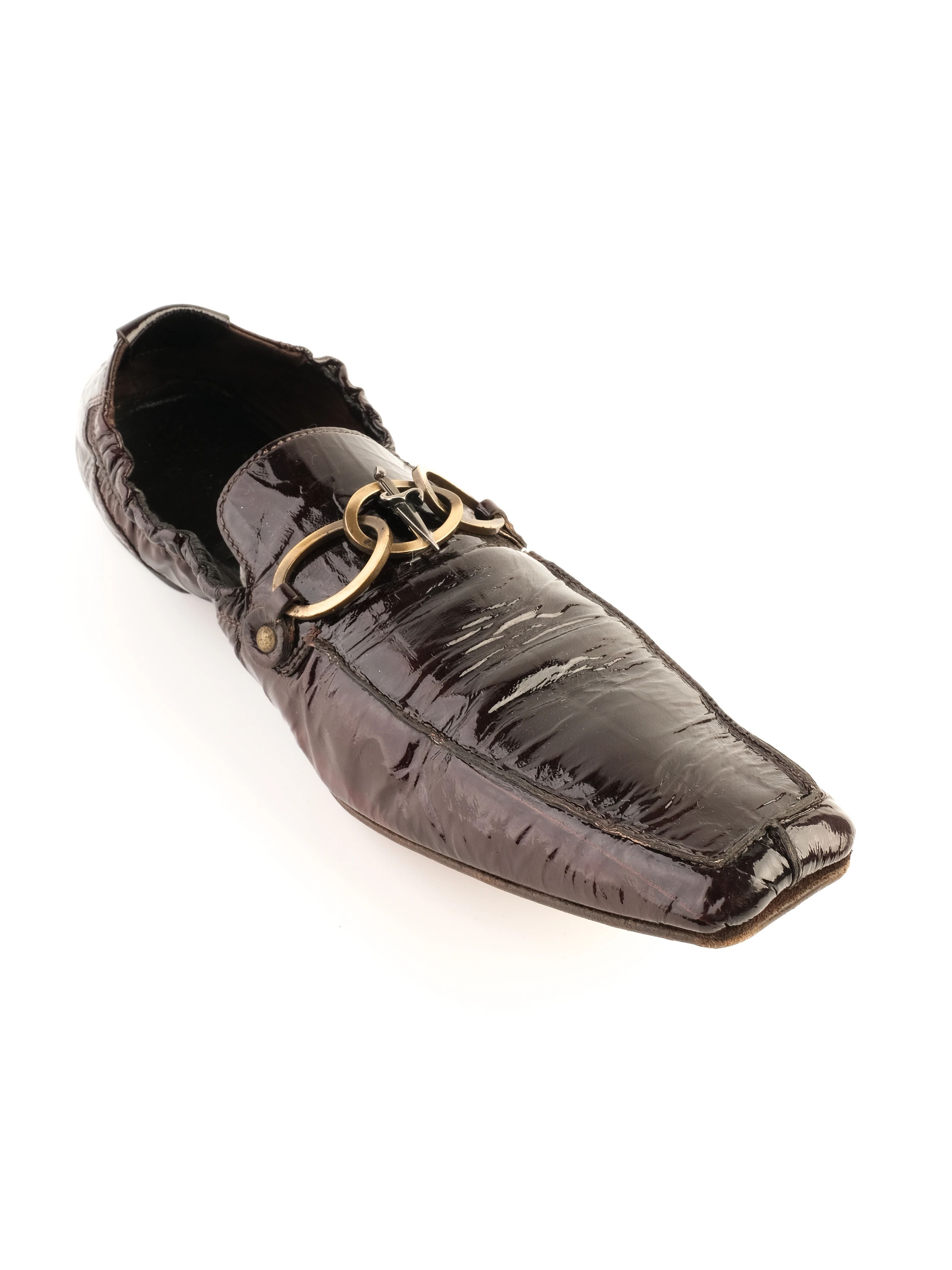 Excellent Paciotti Black Leather Loafers with Buckle Detail Size 43