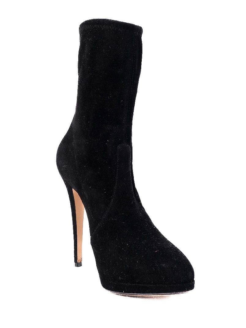 Excellent Casadei Black Genuine Suede High-Heeled Ankle Boots Size N/A