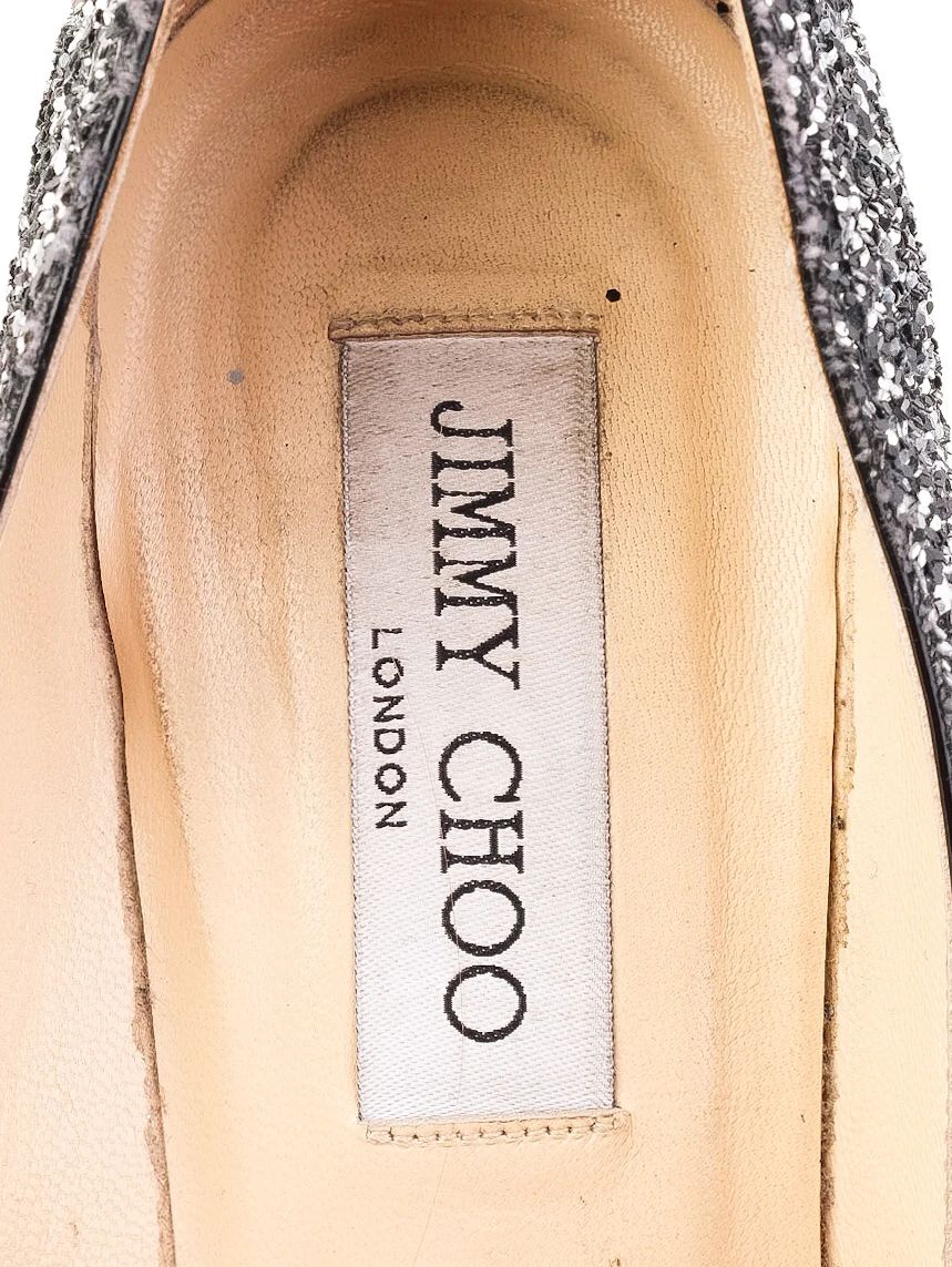 Excellent Jimmy Choo Gray Leather High-Heeled Shoes Size 36.5
