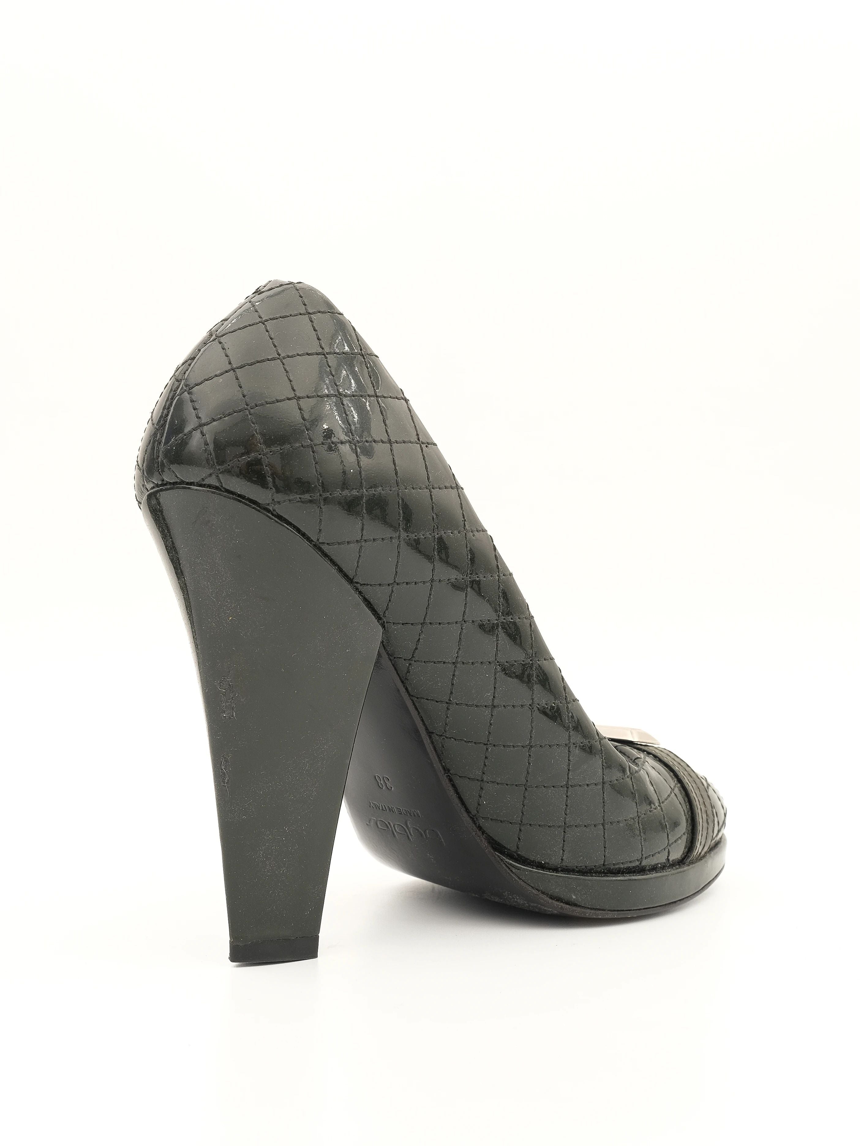 Byblos Black High-Heeled Leather Shoes Size 38 - Perfect Condition