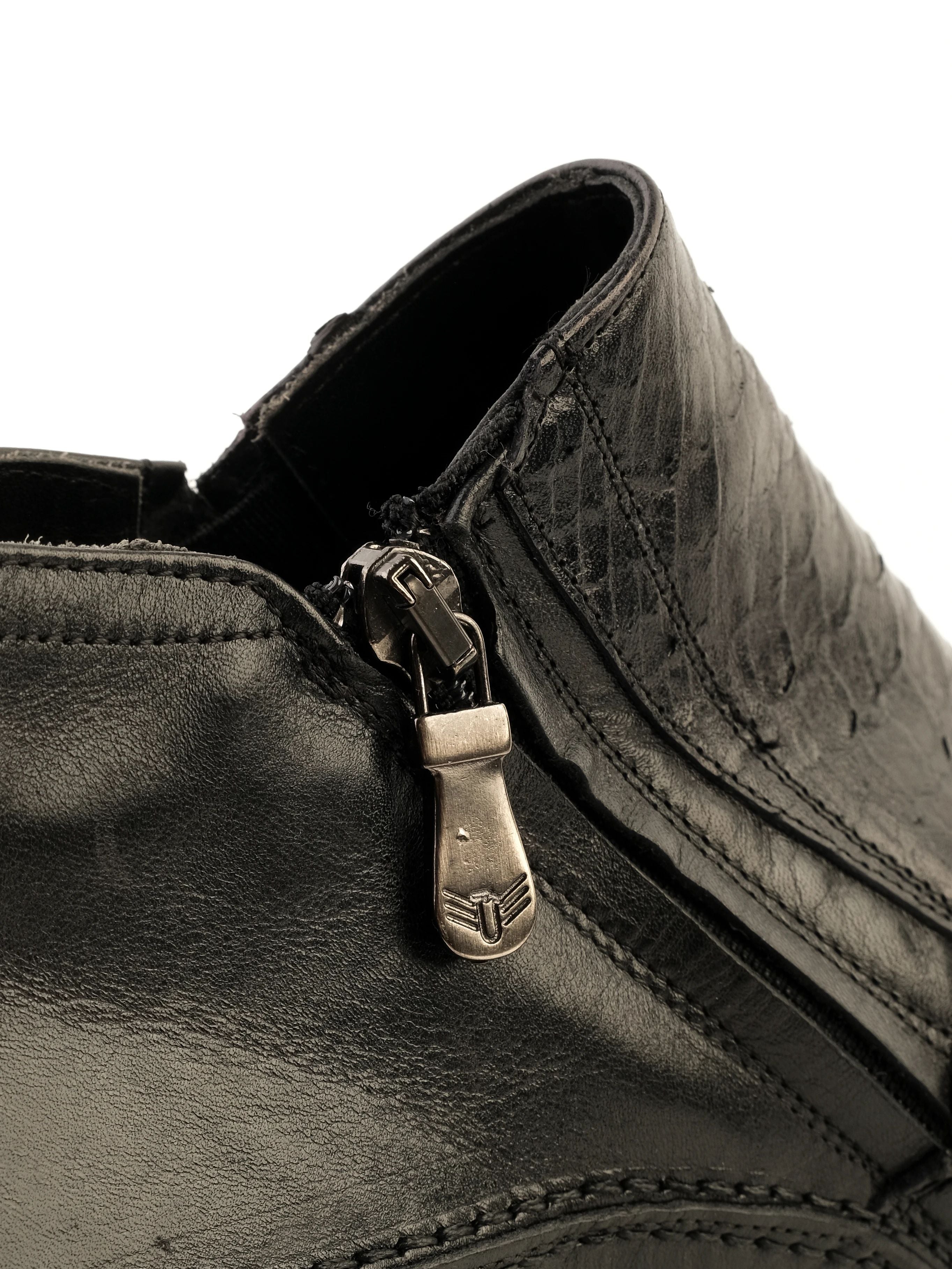 Lorenzi Black Leather Shoes Size 43 with Side Zipper - Perfect Condition