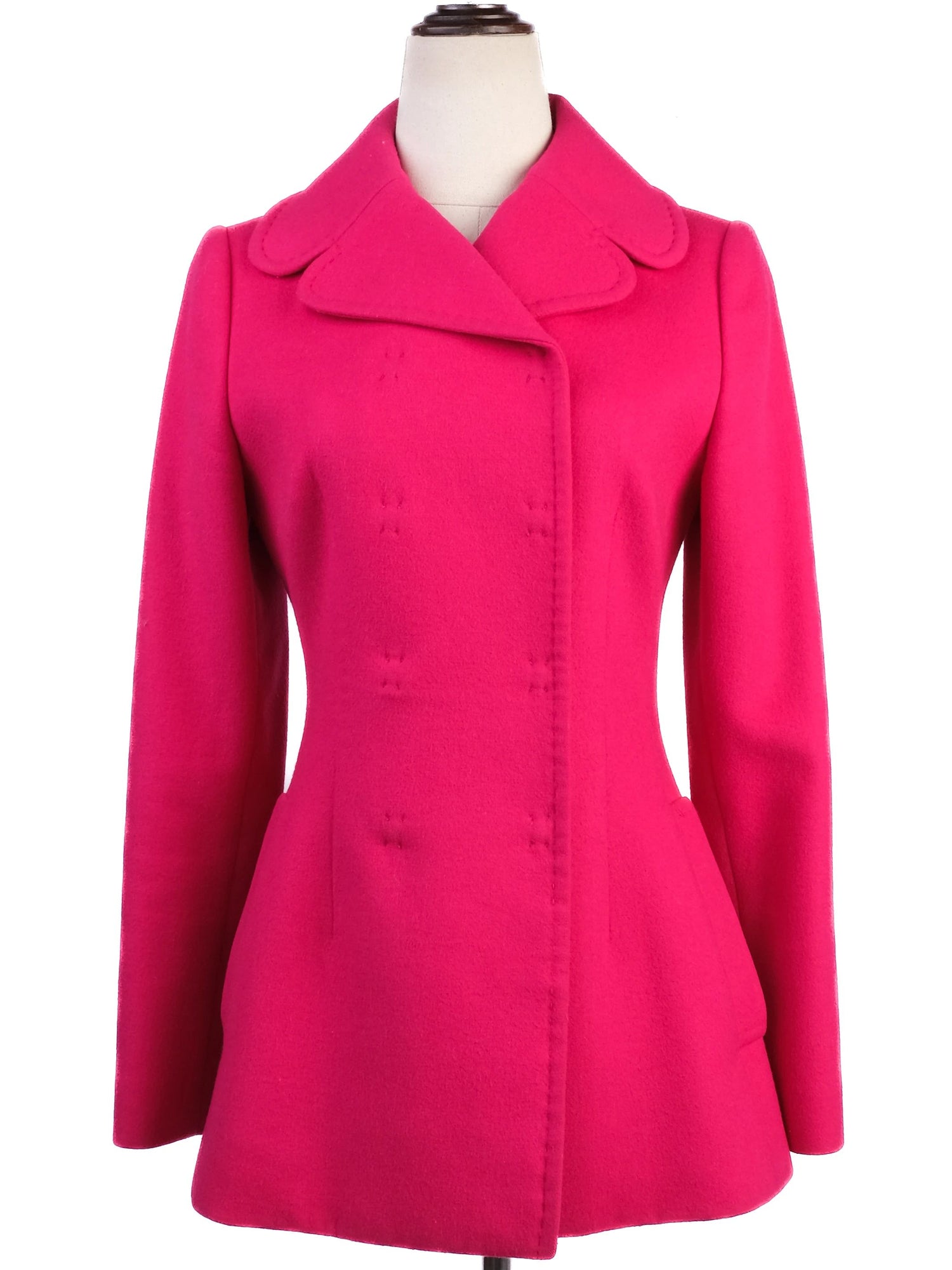 Excellent Dolce Gabbana Pink Wool Coat Size S Made in Italy