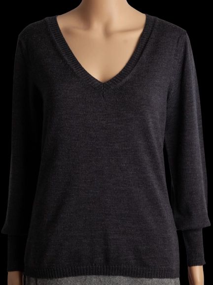 Good Max Mara Gray Cashmere V-Neck Sweater Size M for Women